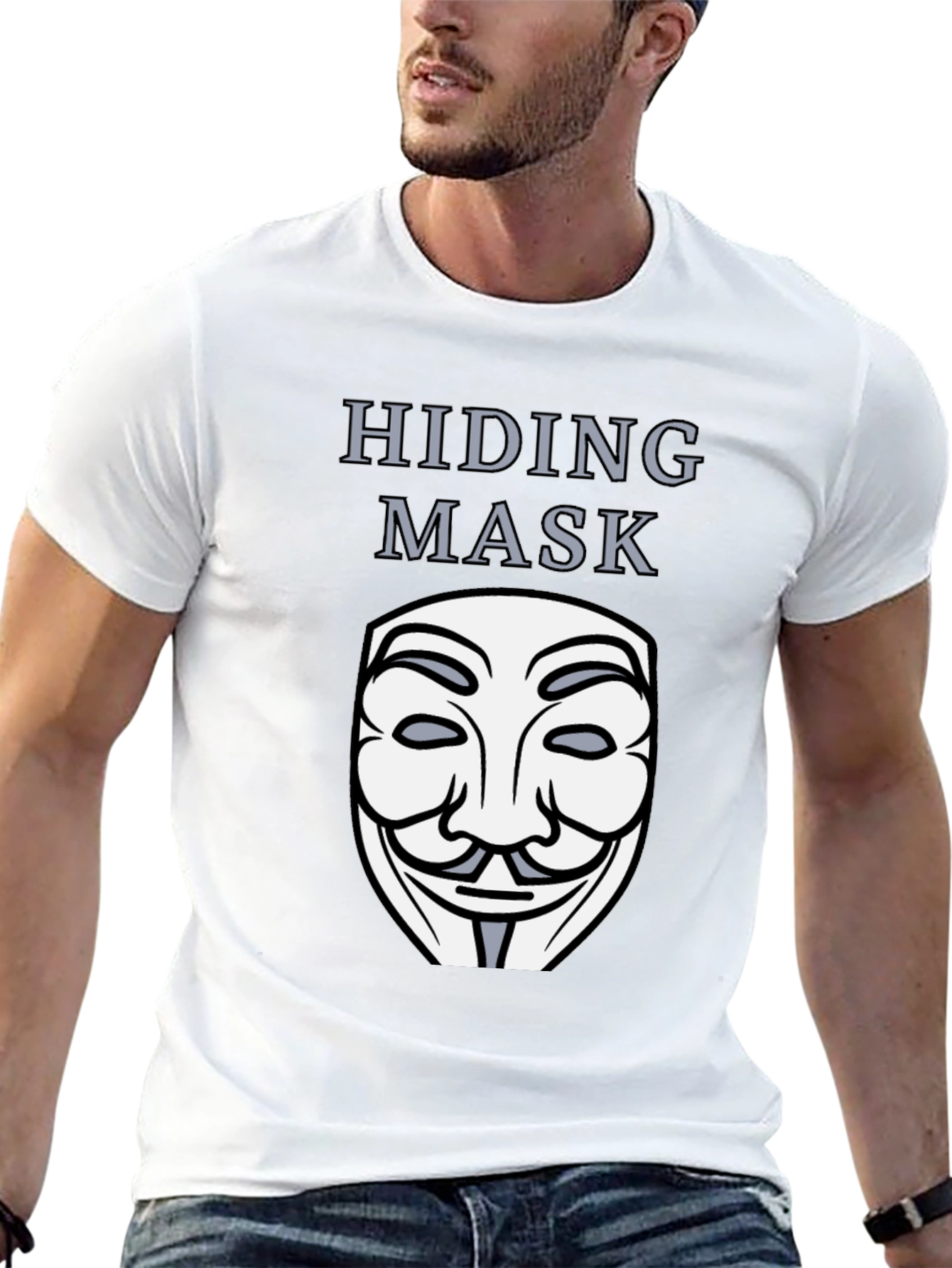 Hiding Mask Graphic Tee - Anonymous Style