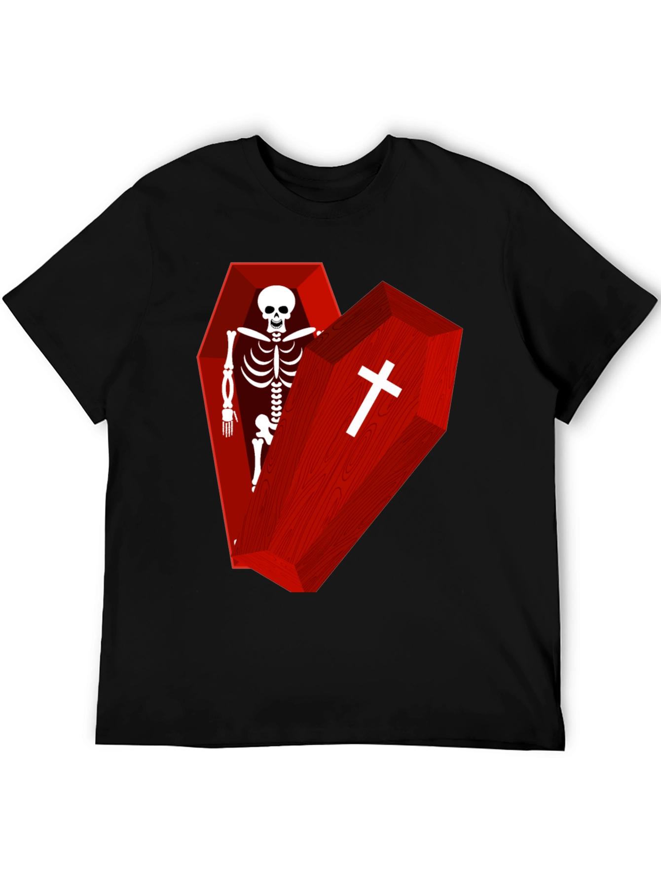 Coffin Skeleton Graphic Tee - Gothic Style T-Shirt