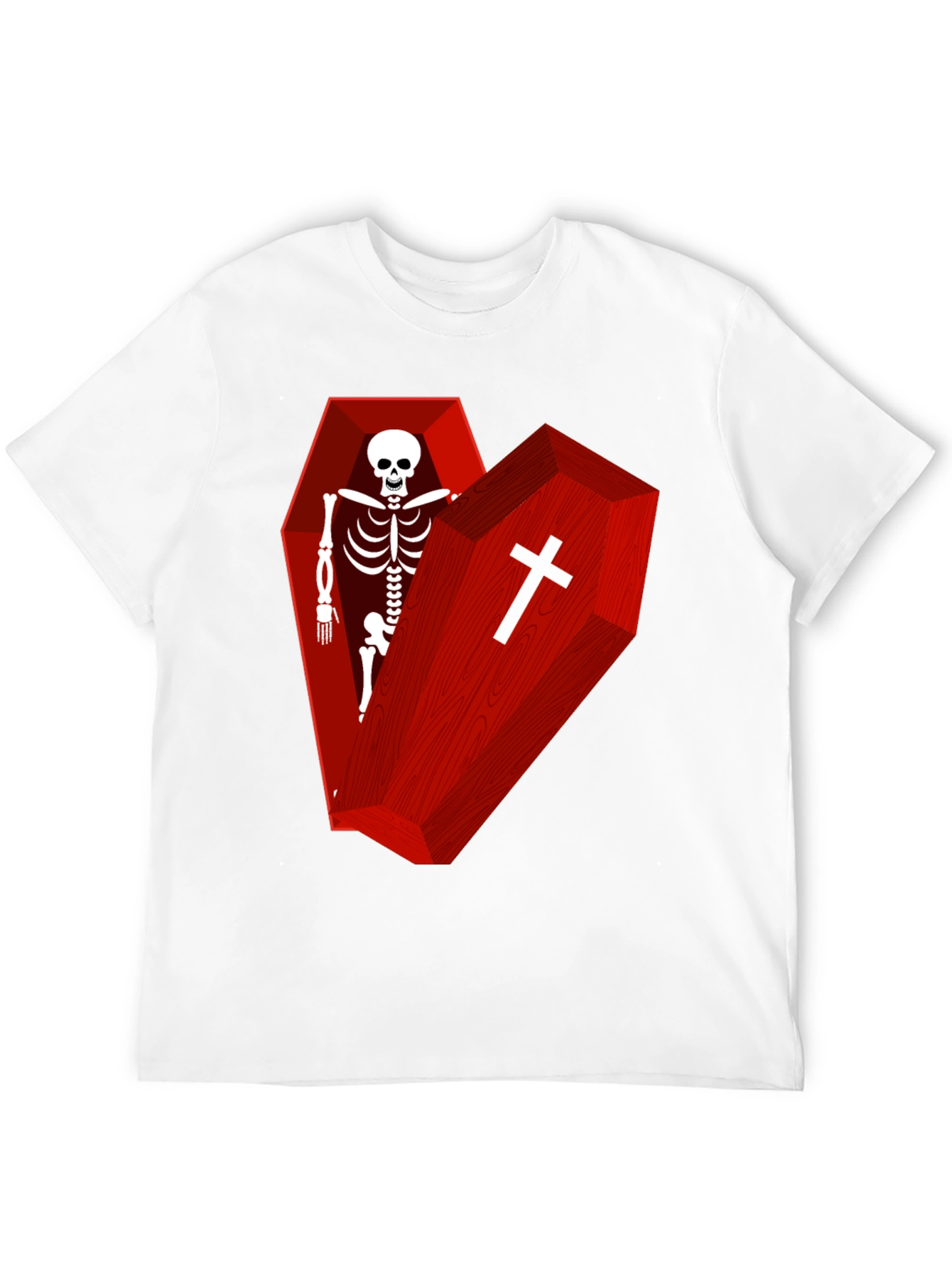 Coffin Skeleton Graphic Tee - Gothic Style T-Shirt