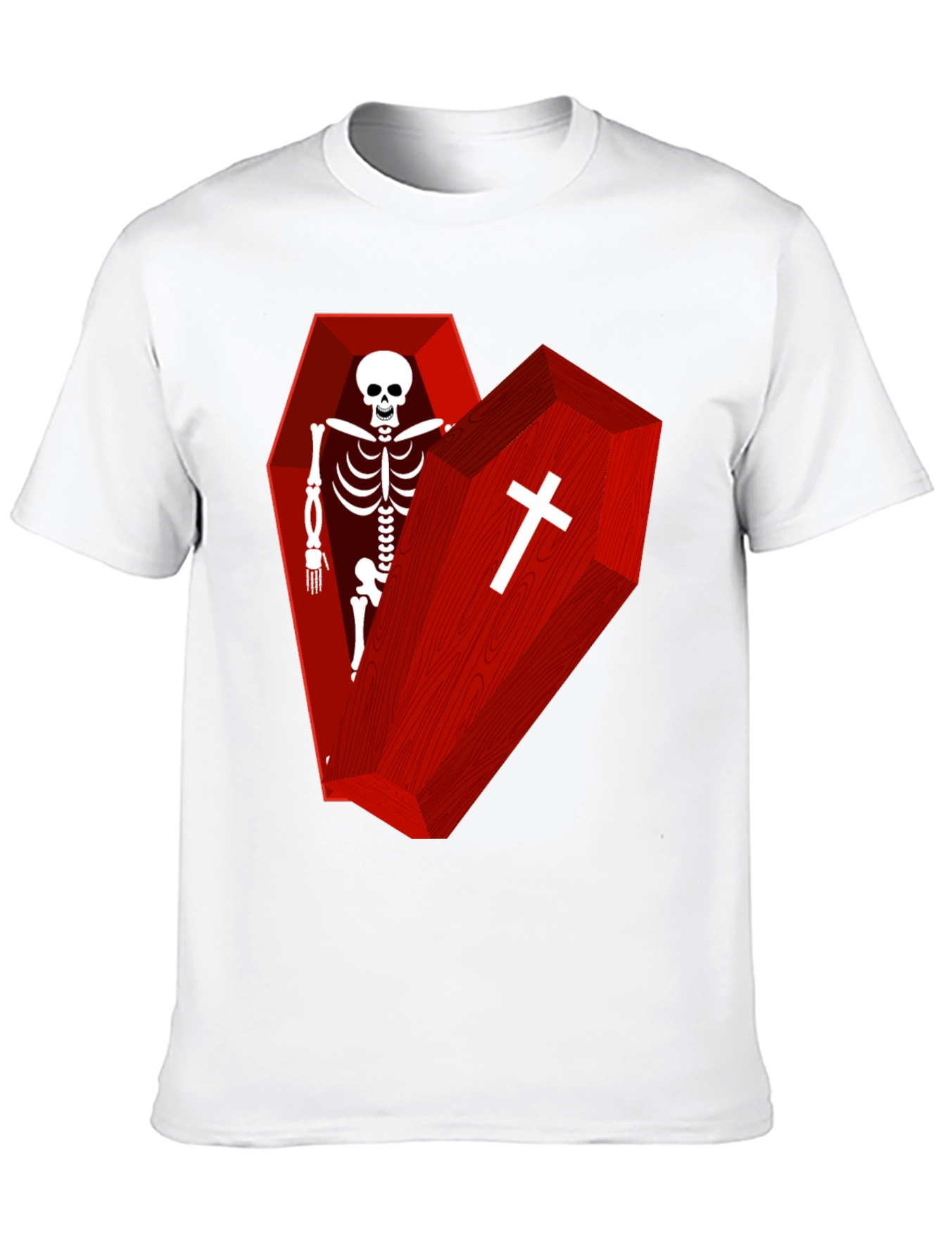 Coffin Skeleton Graphic Tee - Gothic Style T-Shirt