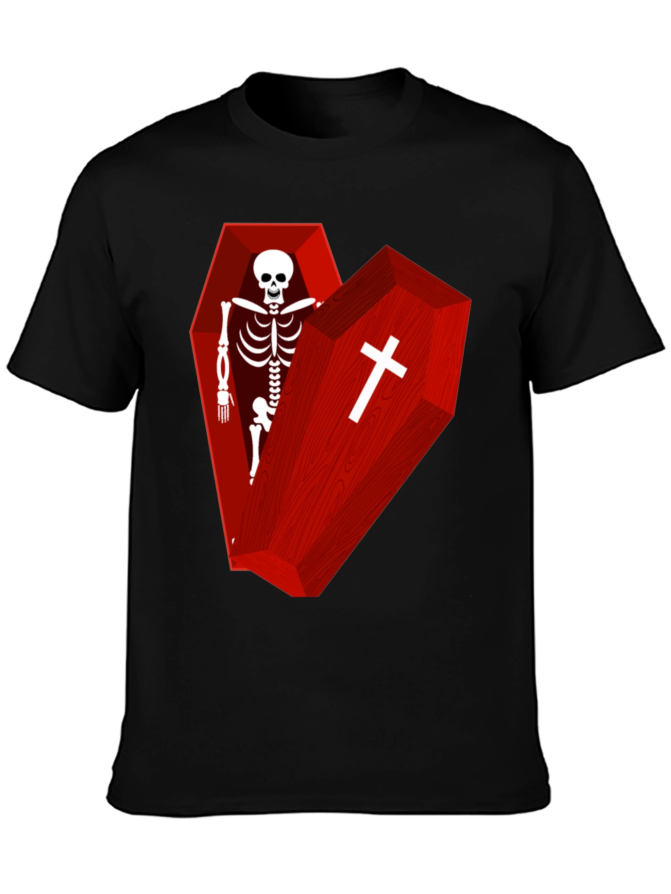 Coffin Skeleton Graphic Tee - Gothic Style T-Shirt