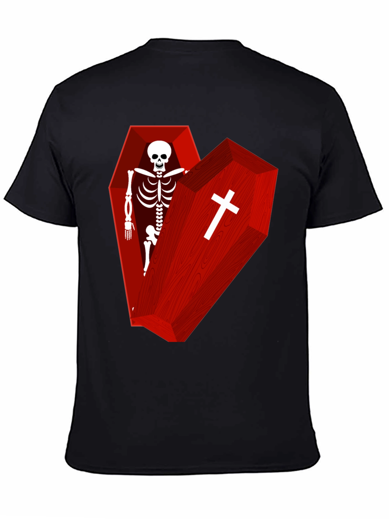 Coffin Skeleton Graphic Tee - Gothic Style T-Shirt