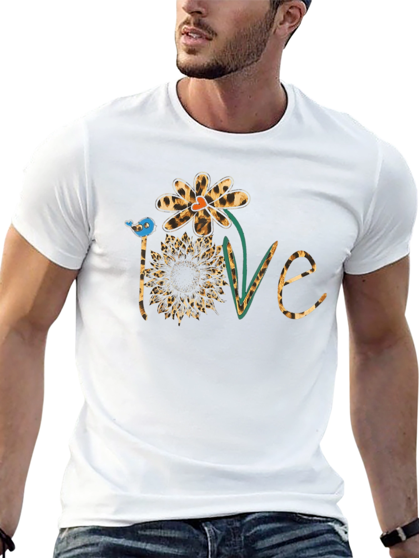 Love Leopard Sunflower Graphic Tee