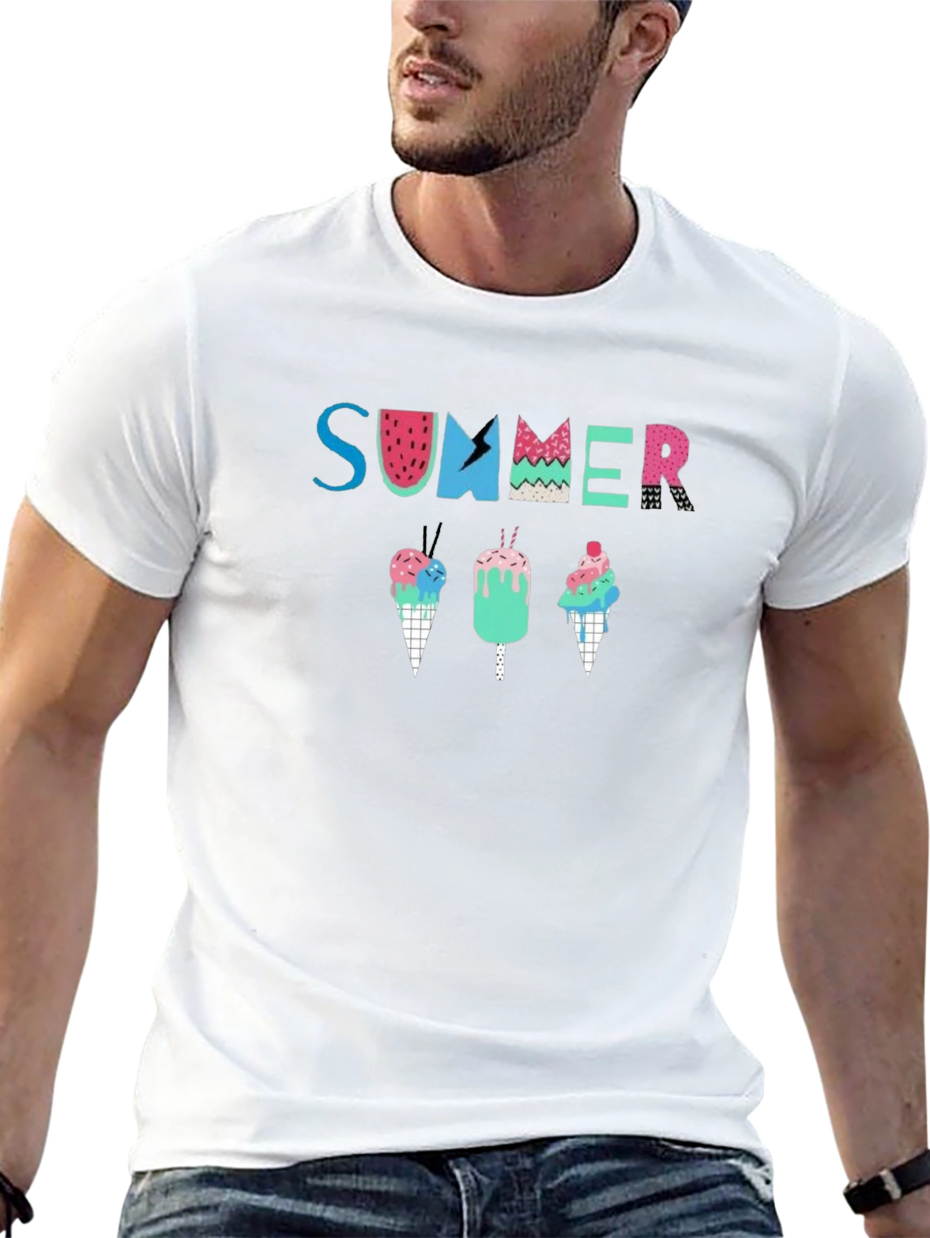 Summer Ice Cream Graphic Tee - Black