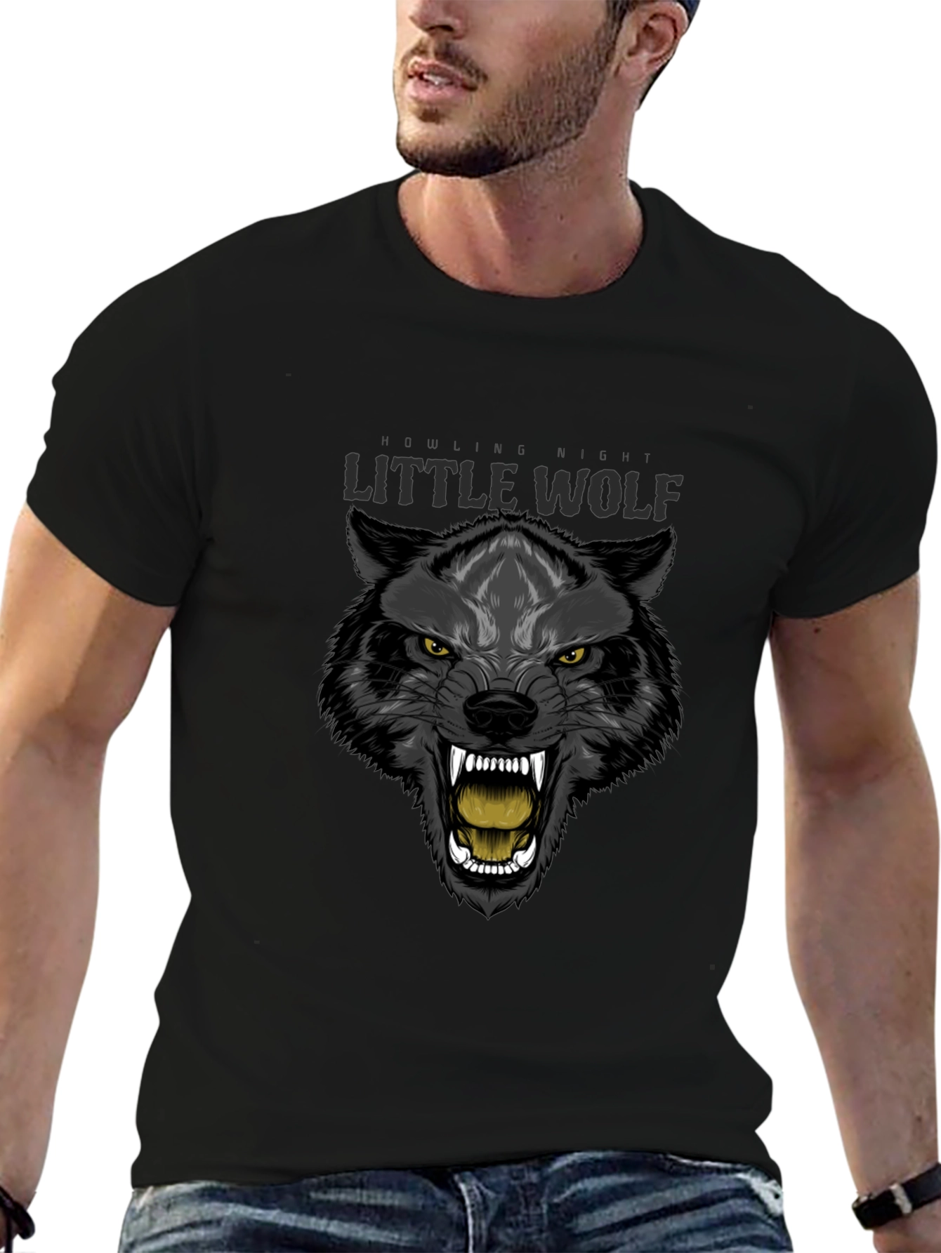 Little Wolf Graphic T-Shirt - Fierce Animal Print