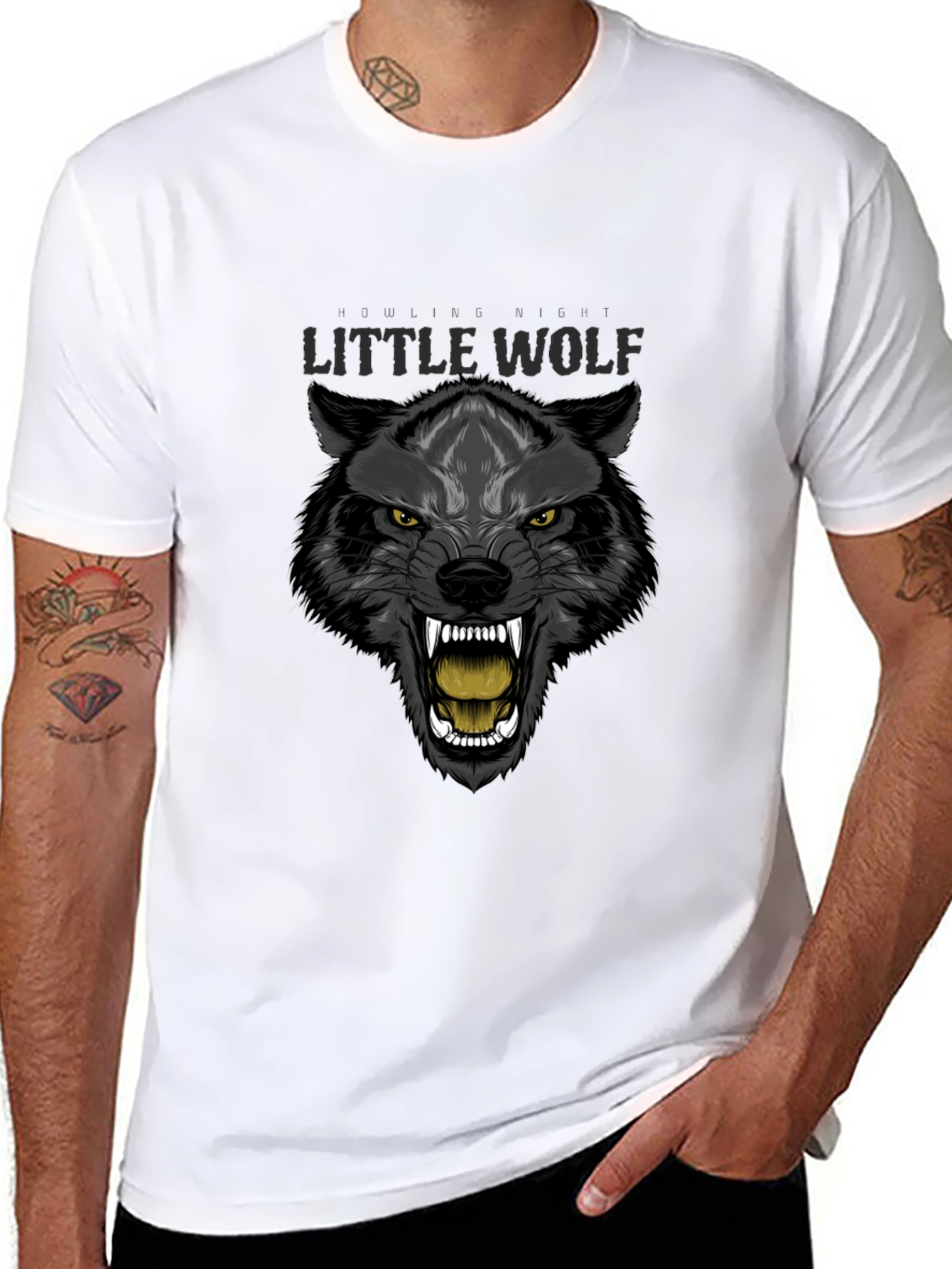 Little Wolf Graphic T-Shirt - Fierce Animal Print