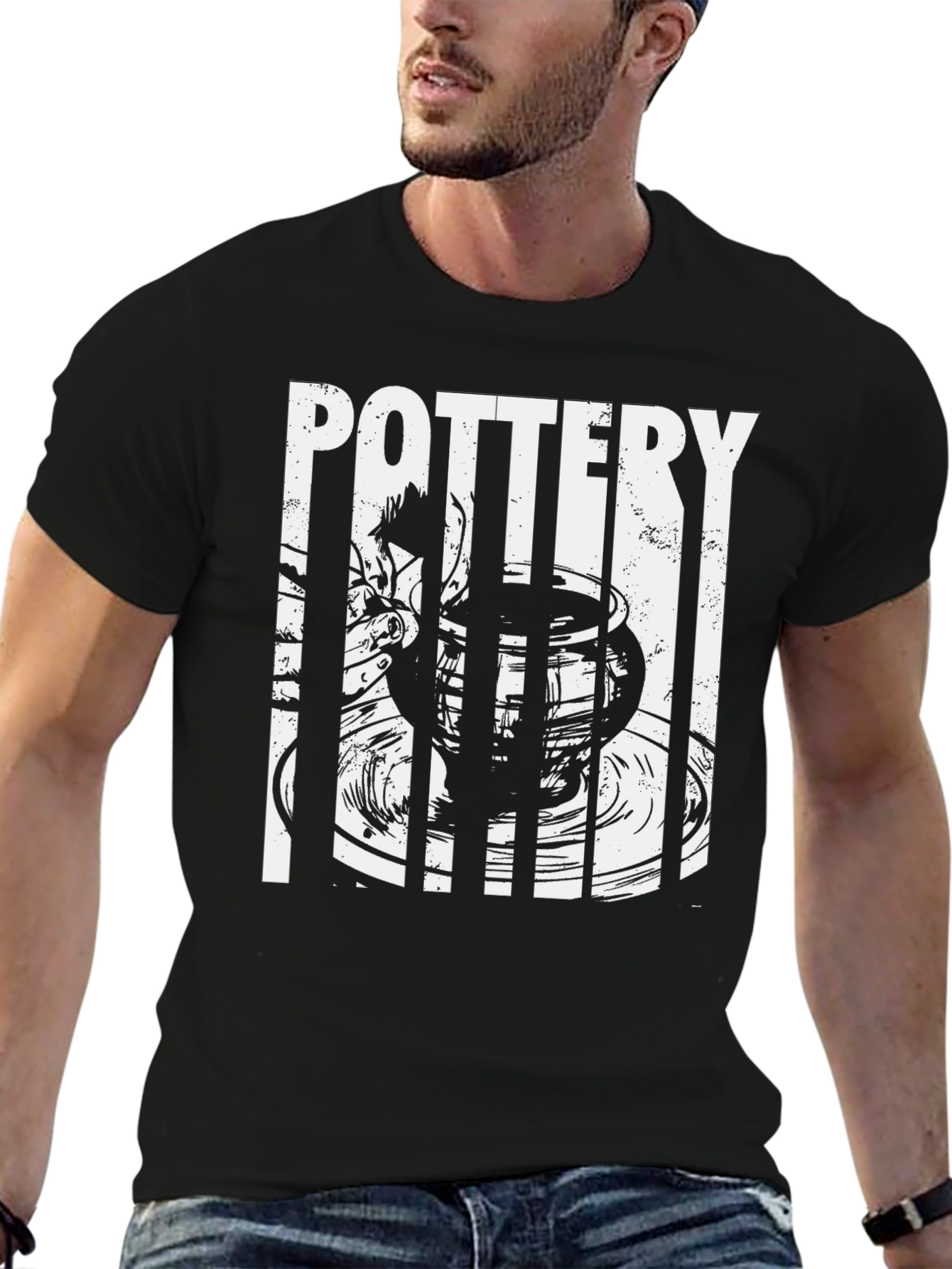 Pottery Graphic T-Shirt - Black Crew Neck Tee