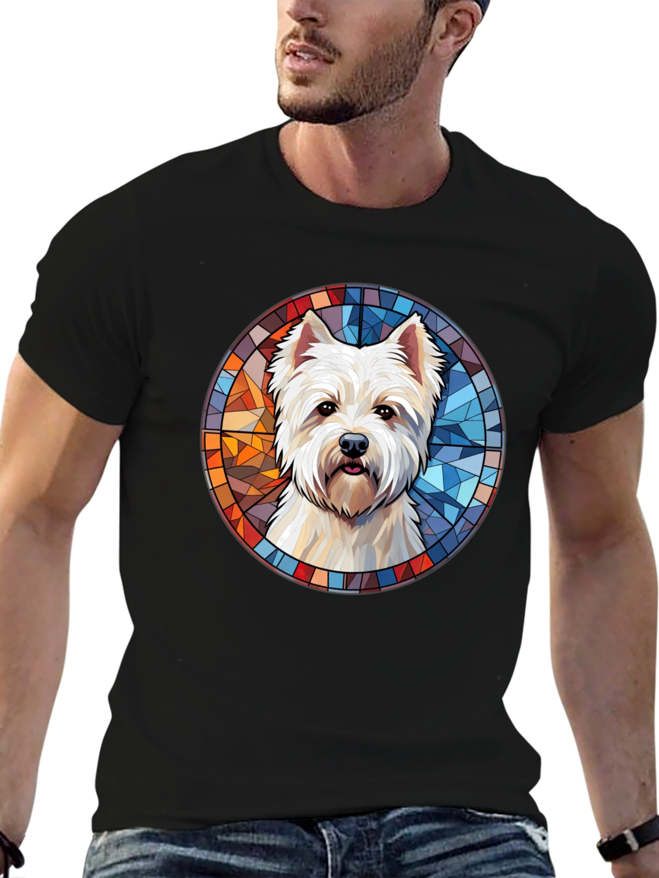 Westie Dog Stained Glass T-Shirt