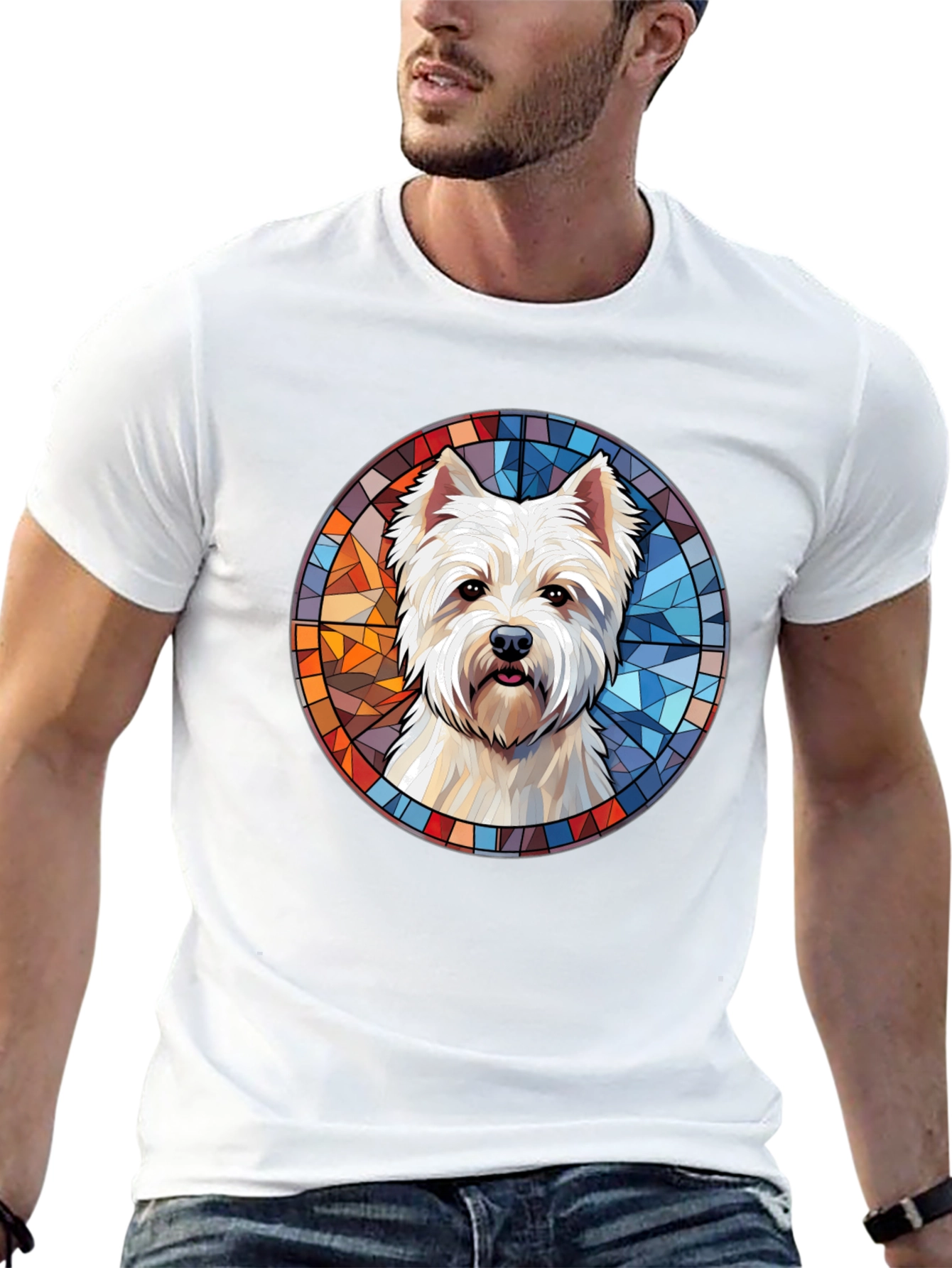 Westie Dog Stained Glass T-Shirt
