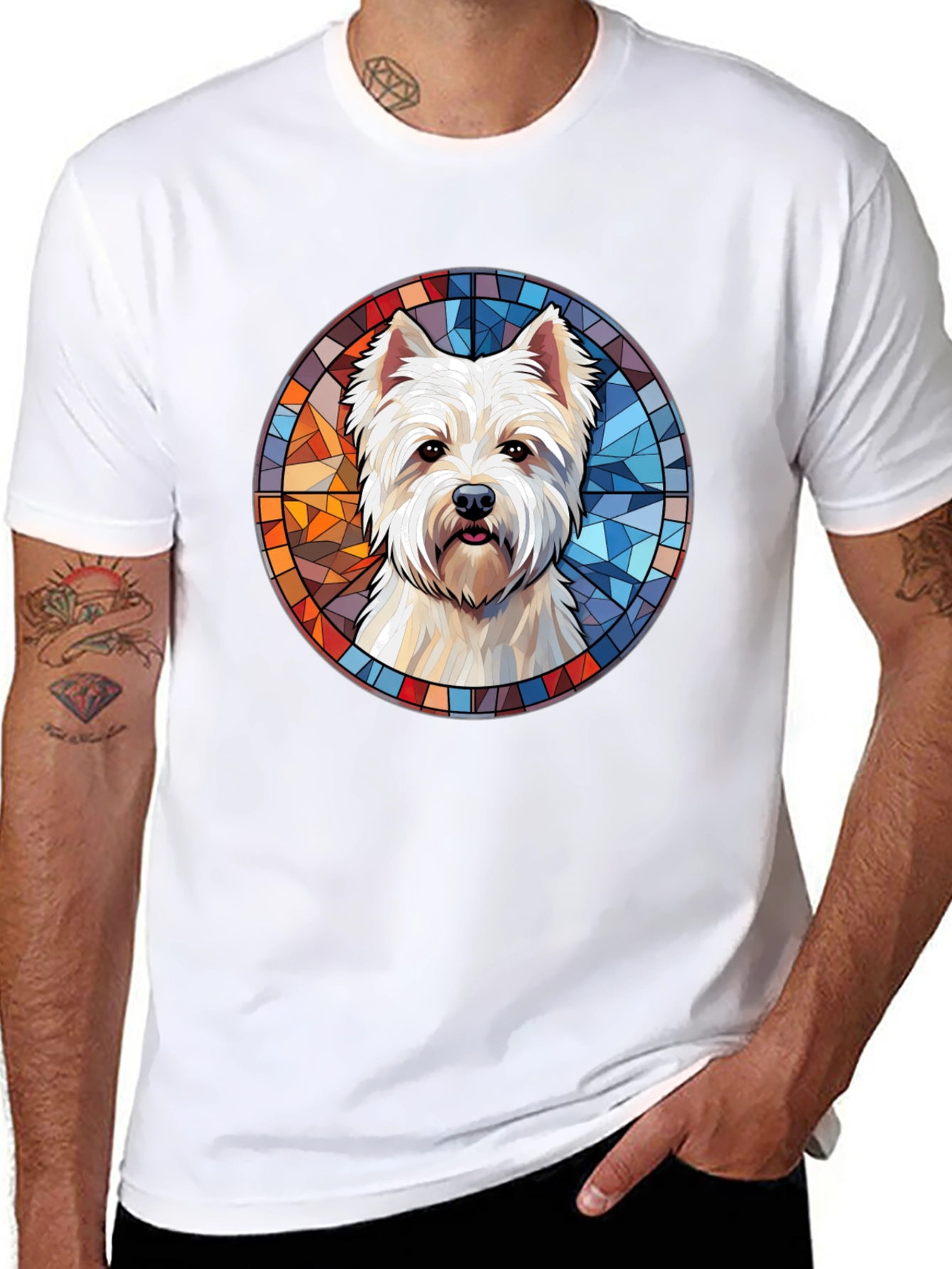 Westie Dog Stained Glass T-Shirt