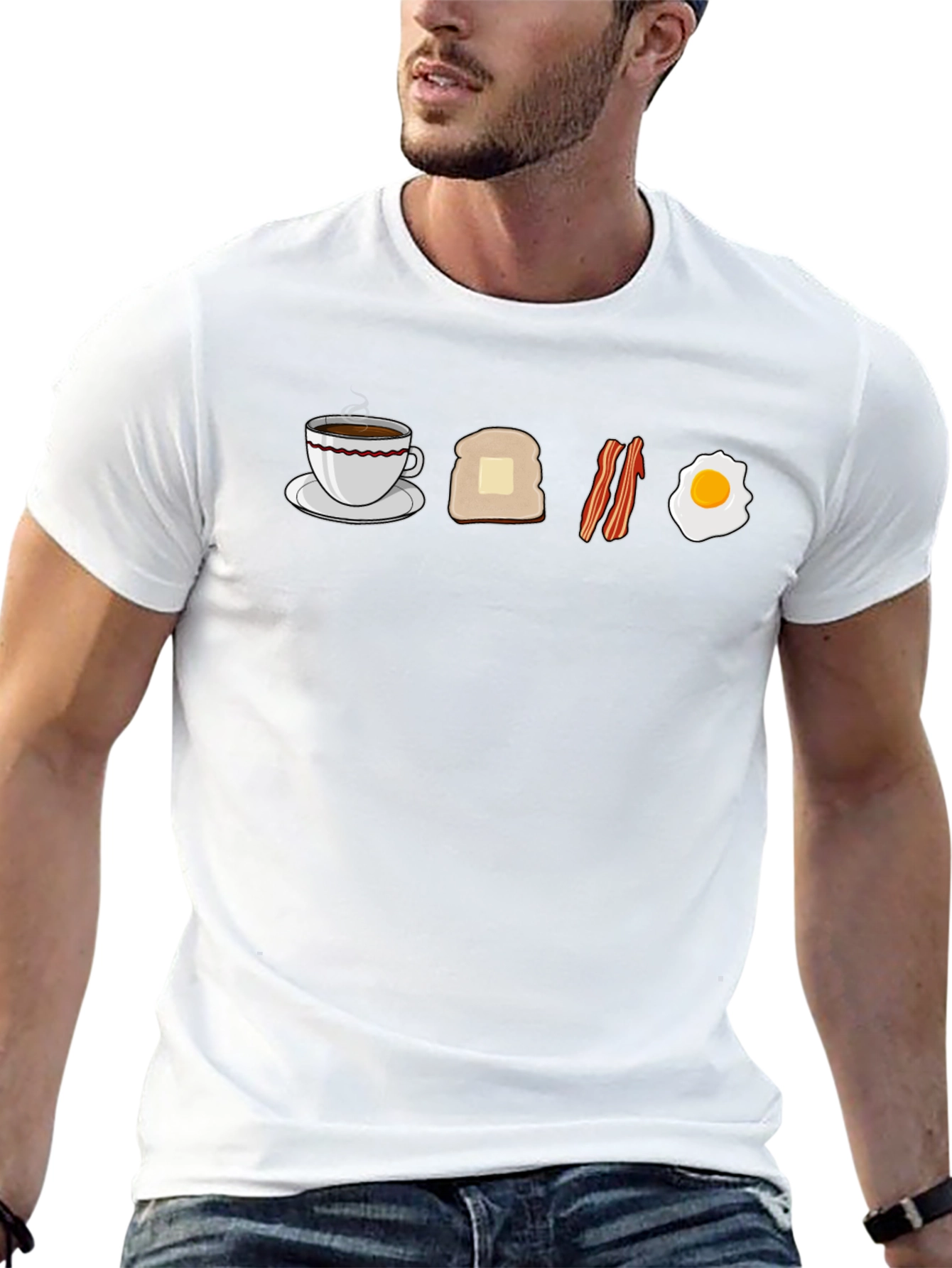 Breakfast T-Shirt - Coffee Toast Bacon & Egg Design