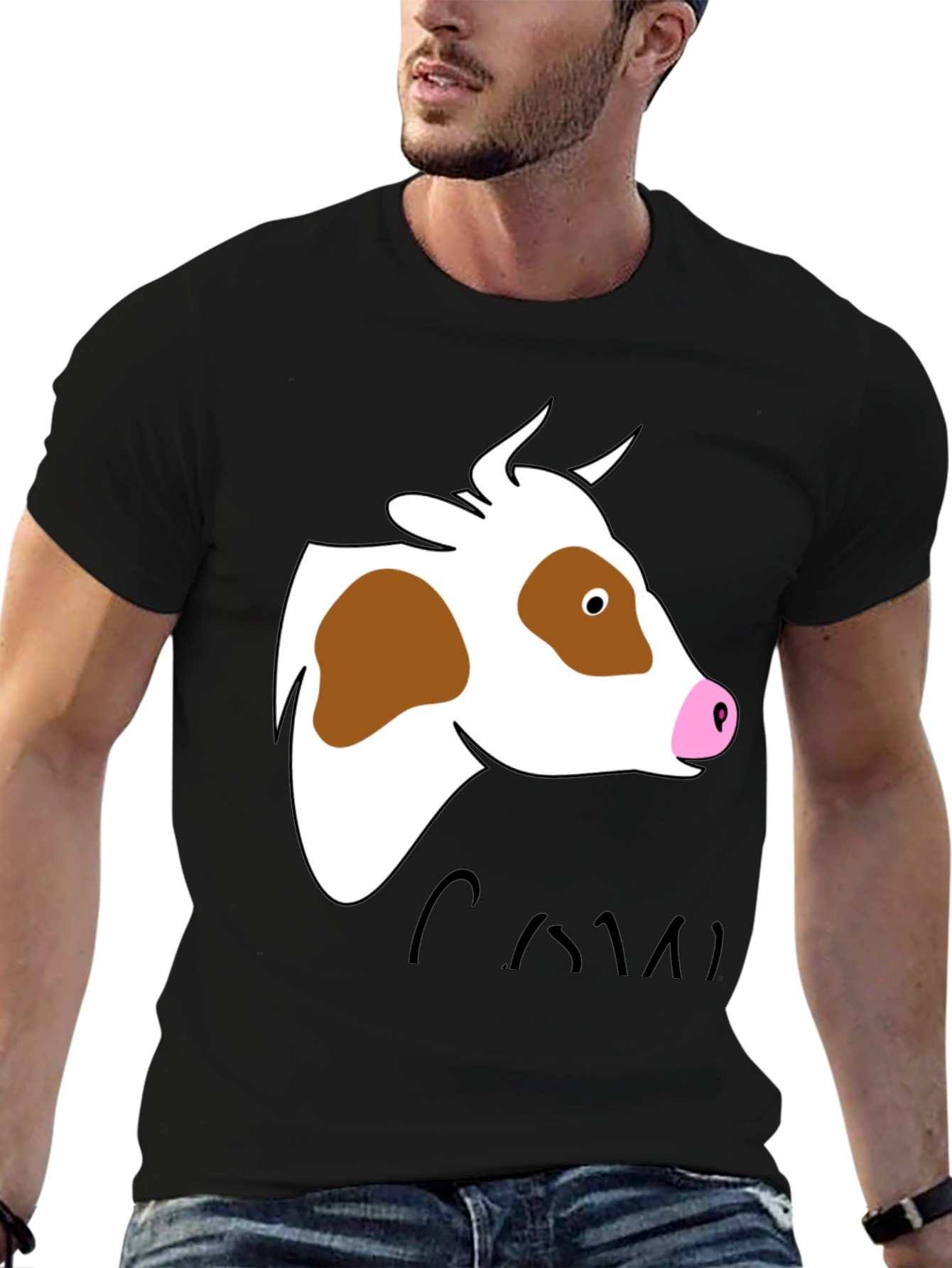 Cow Graphic Tee - Unisex Black T-Shirt
