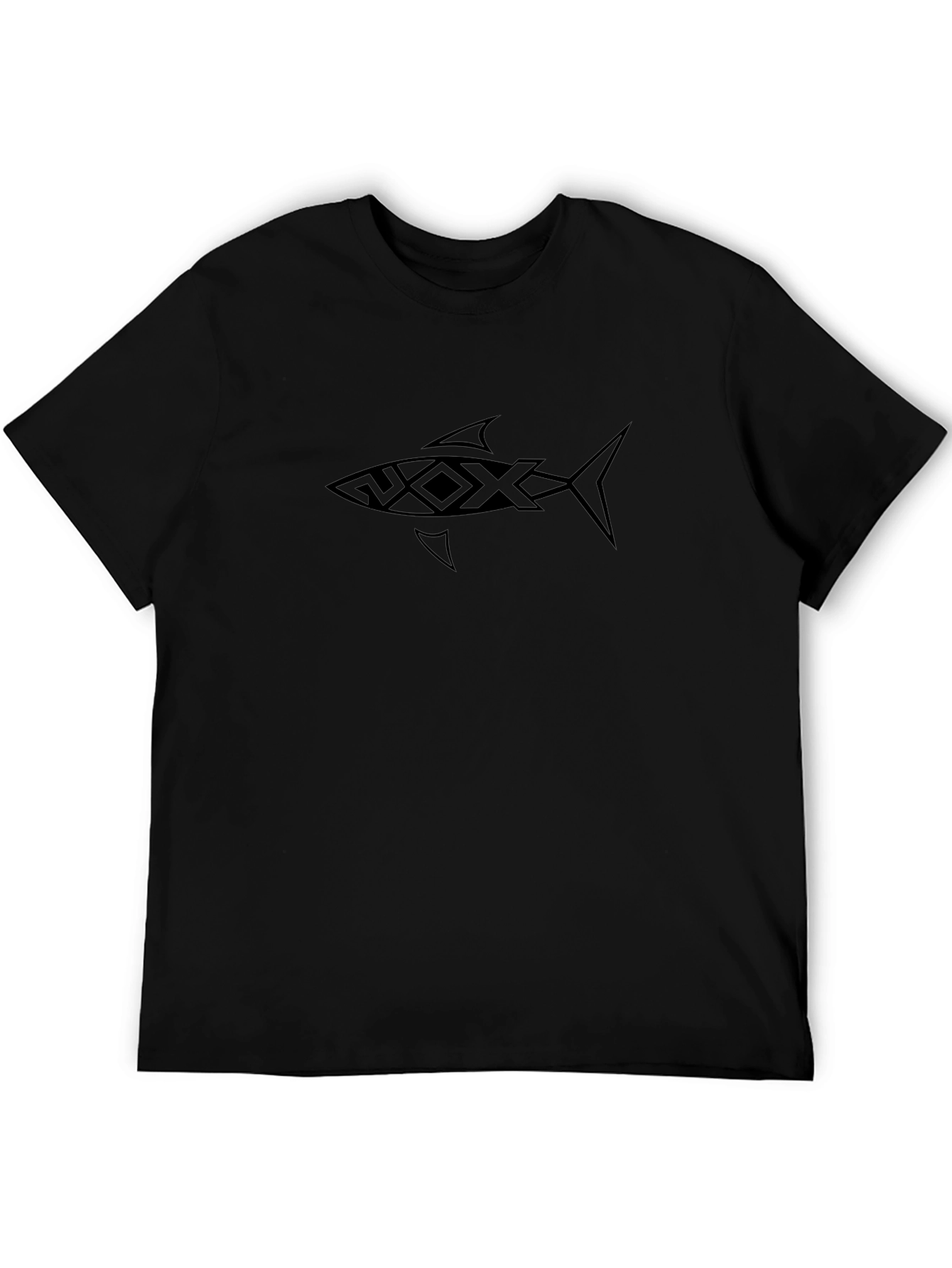 Tribal Shark Graphic Black Tee - Unisex