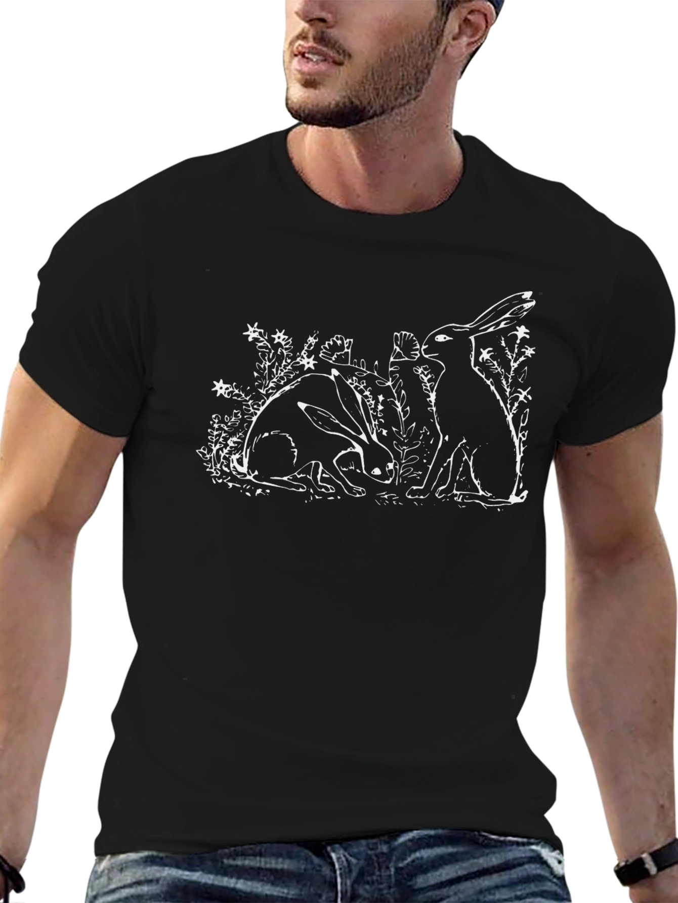Rabbit Graphic Black T-Shirt