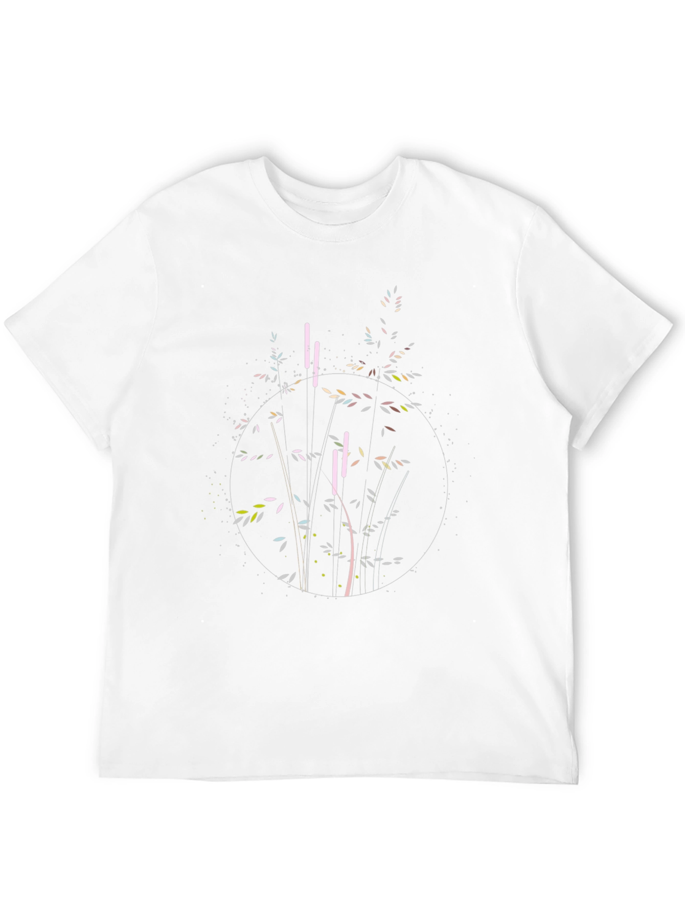 Stylish Black Graphic Tee - Abstract Plant Design