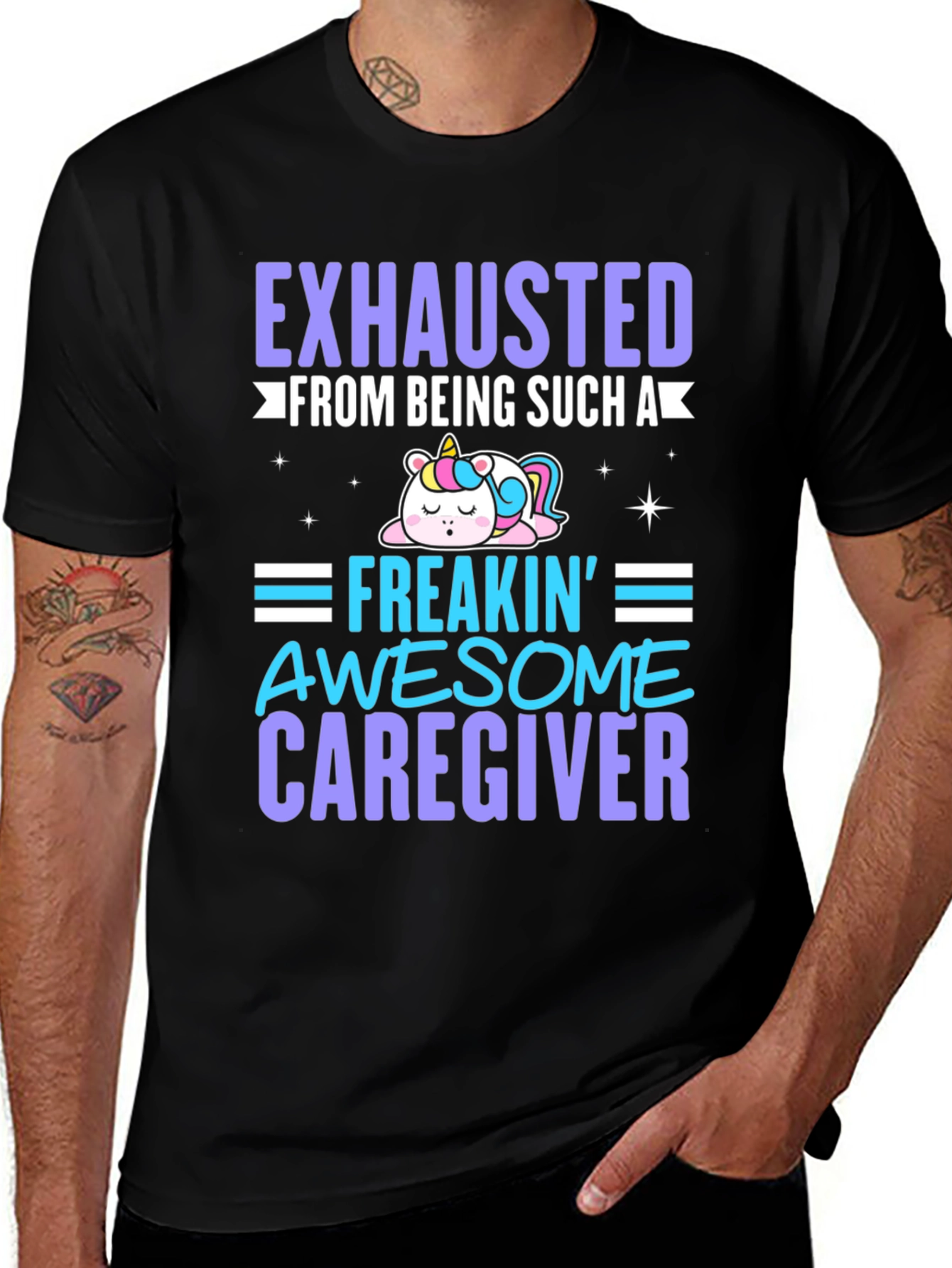 Exhausted Awesome Caregiver T-Shirt