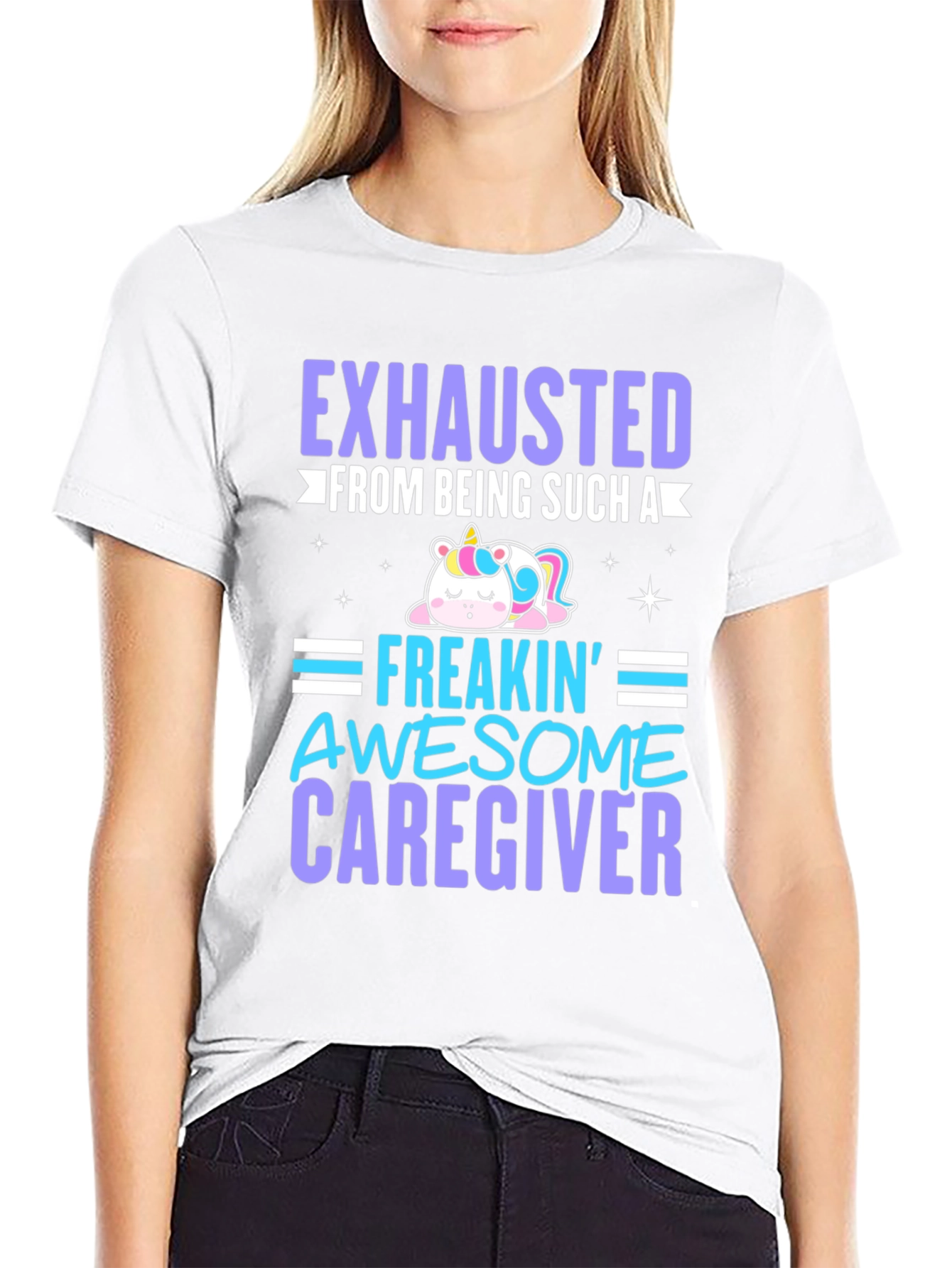Exhausted Awesome Caregiver T-Shirt