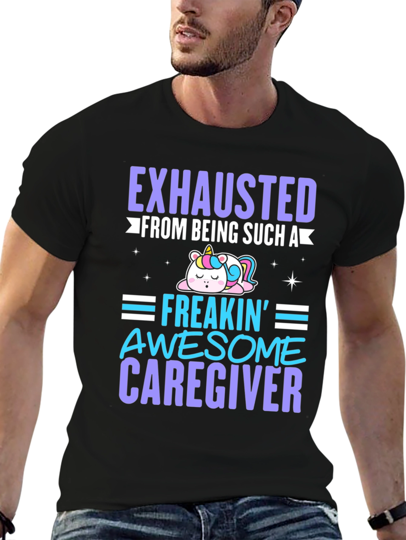 Exhausted Awesome Caregiver T-Shirt