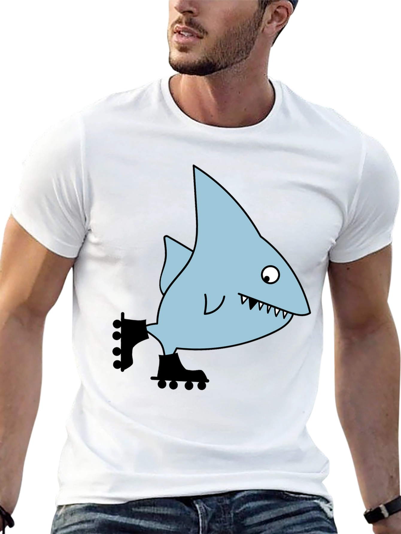 Skating Shark Tee - Fun Graphic Print
