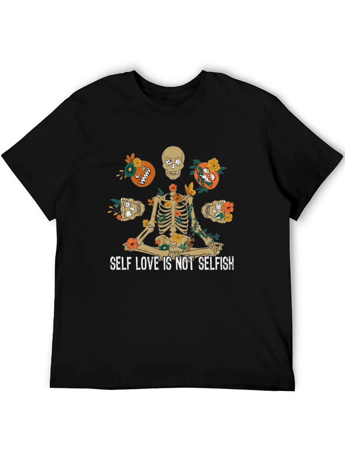 Self Love Skeleton Graphic Black T-Shirt