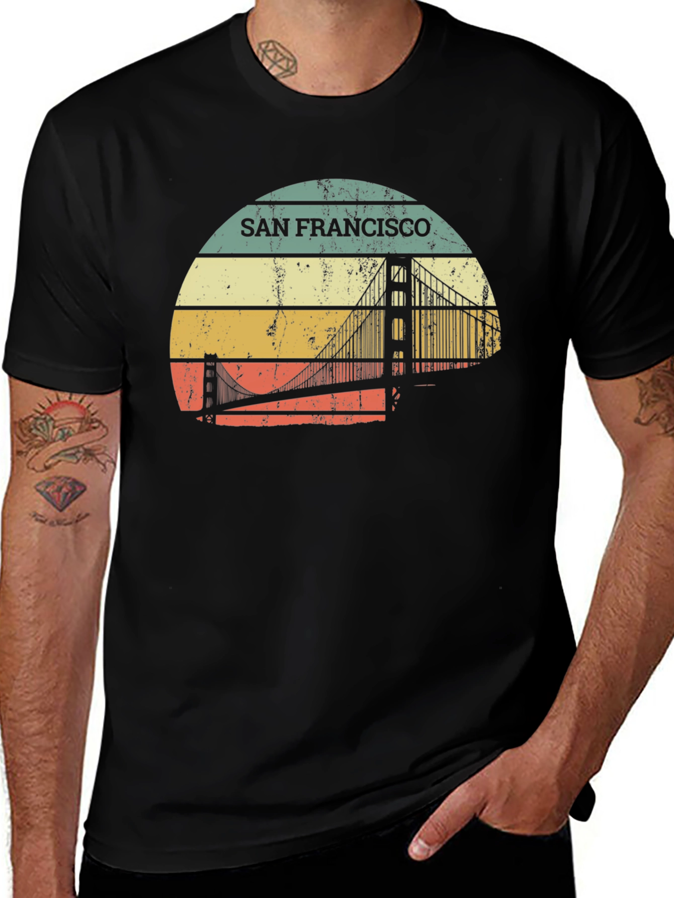 San Francisco Bridge Retro T-Shirt - Graphic Tee