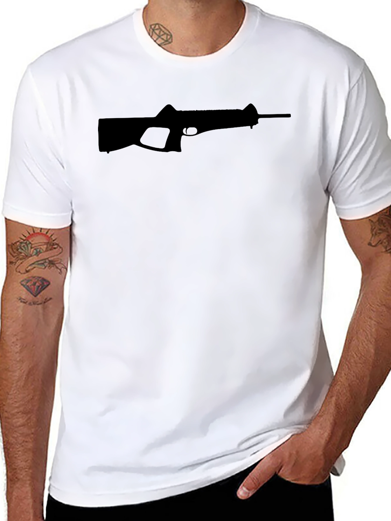 Gun Graphic Black T-Shirt - Modern Style