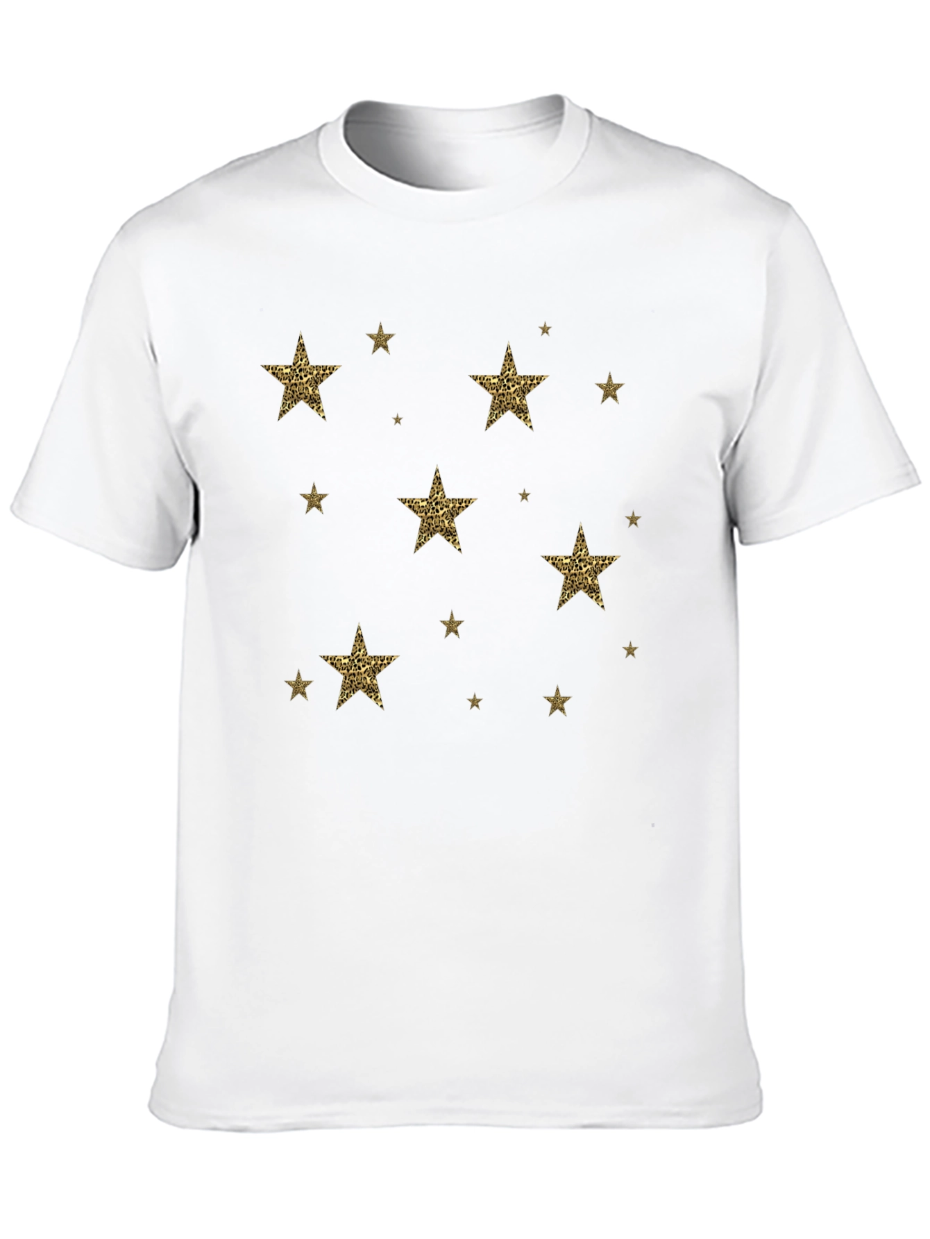 Stylish Black Tee with Leopard Print Star Design