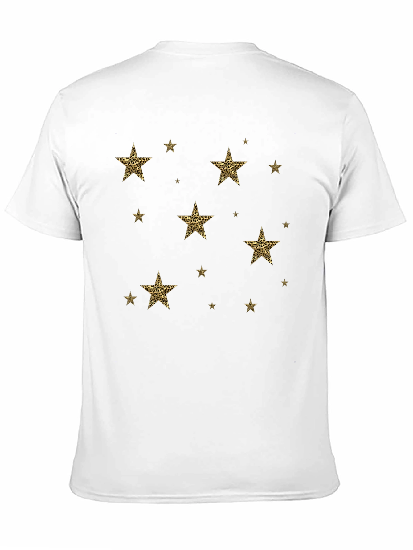 Stylish Black Tee with Leopard Print Star Design