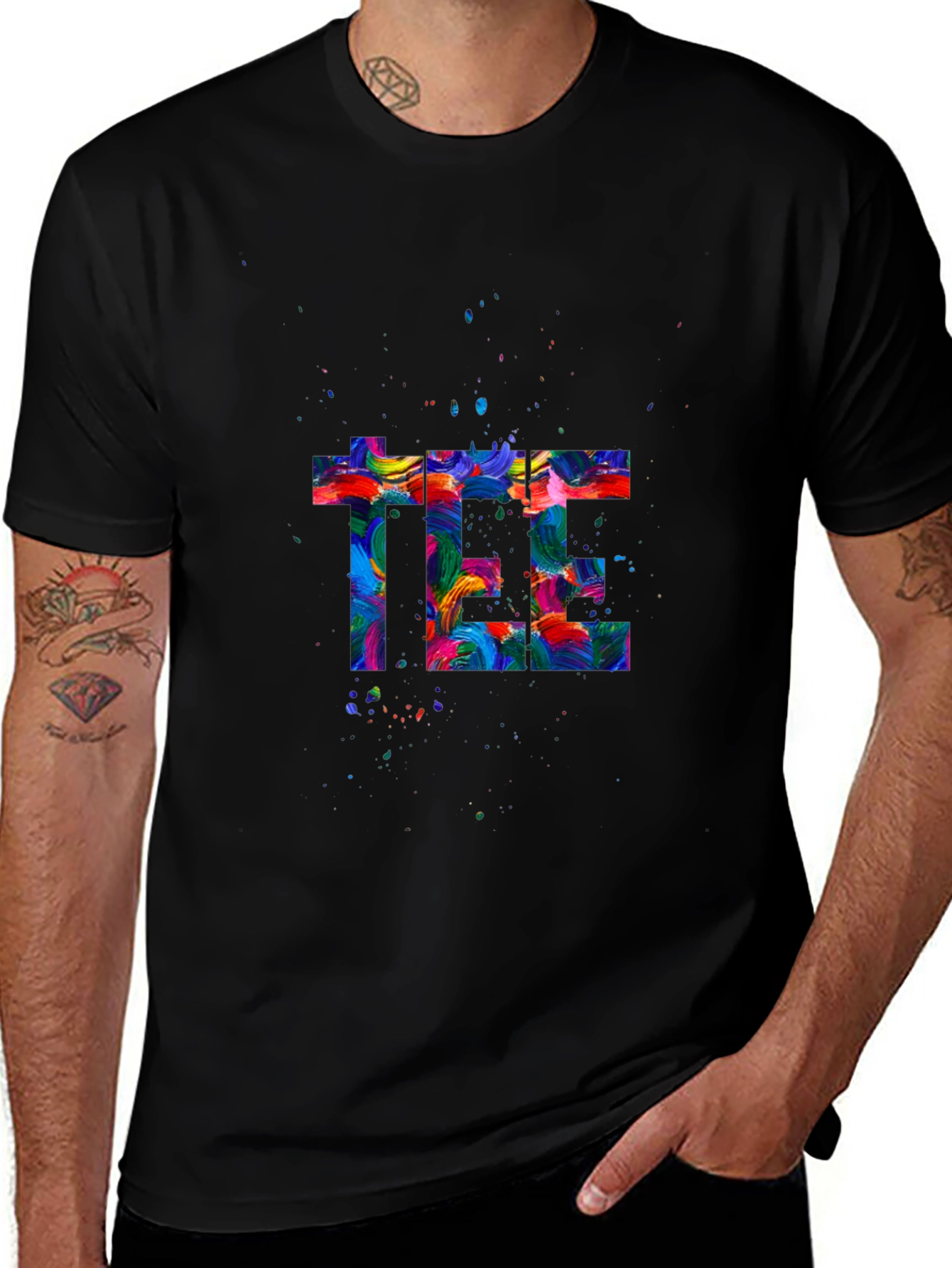 Abstract Art Graphic Print Black T-Shirt