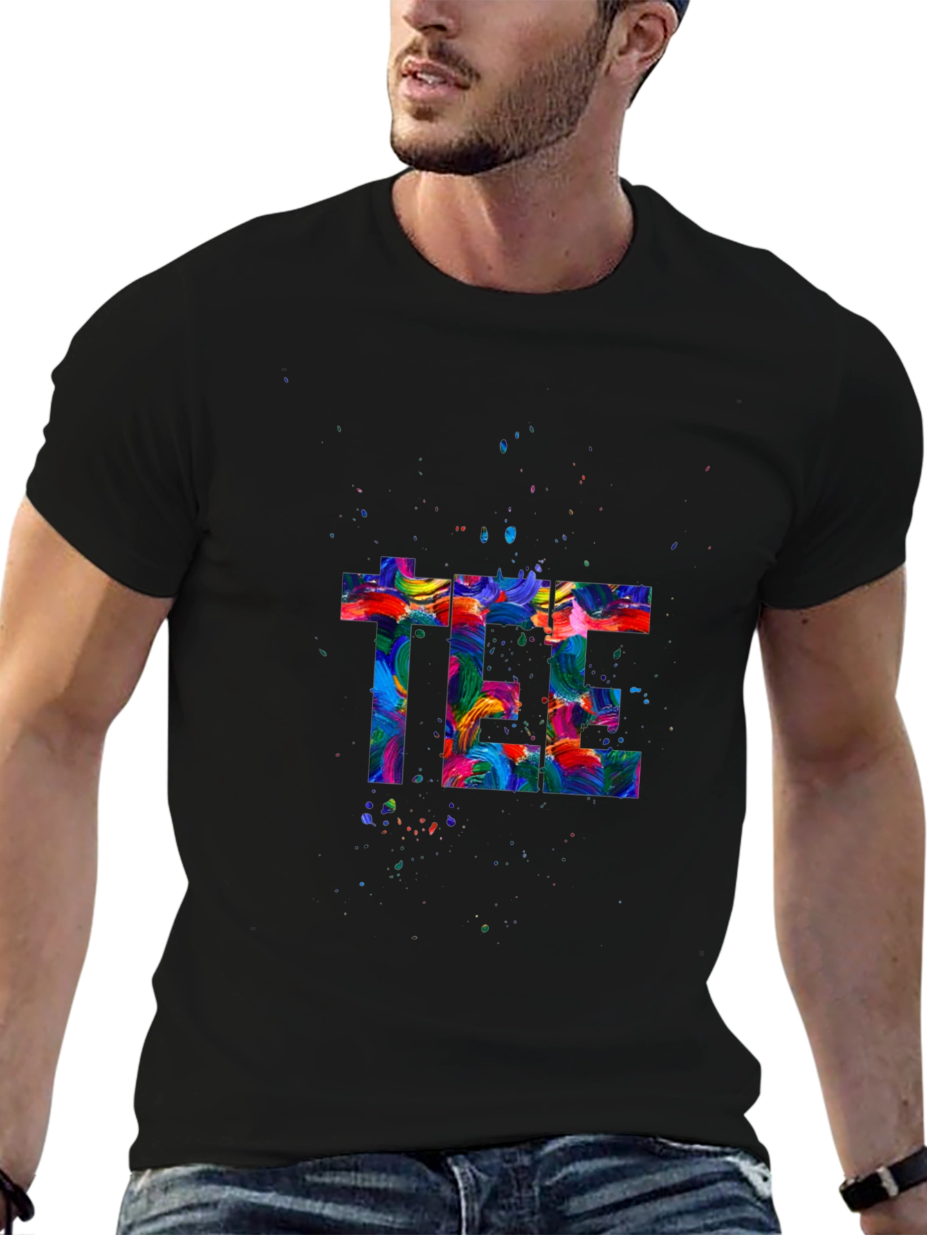 Abstract Art Graphic Print Black T-Shirt