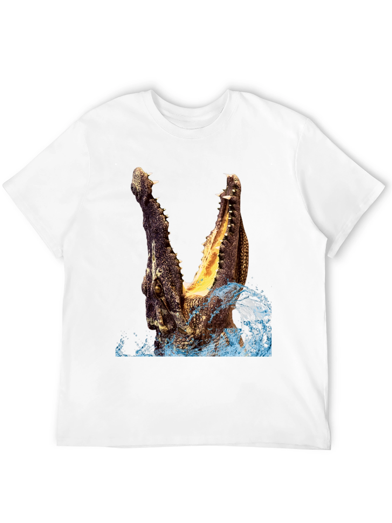 Crocodile Attack Graphic Tee - Black Cotton T-Shirt