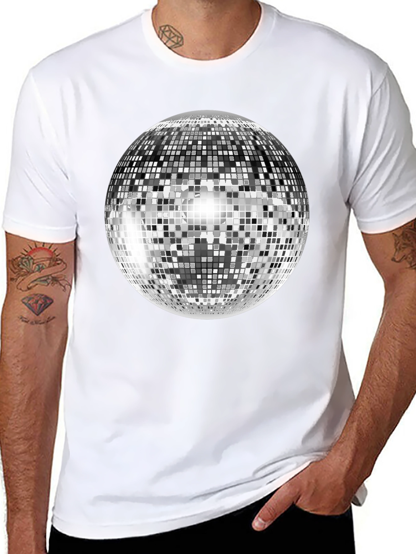 Disco Ball Graphic Tee - Shiny Retro Party Shirt
