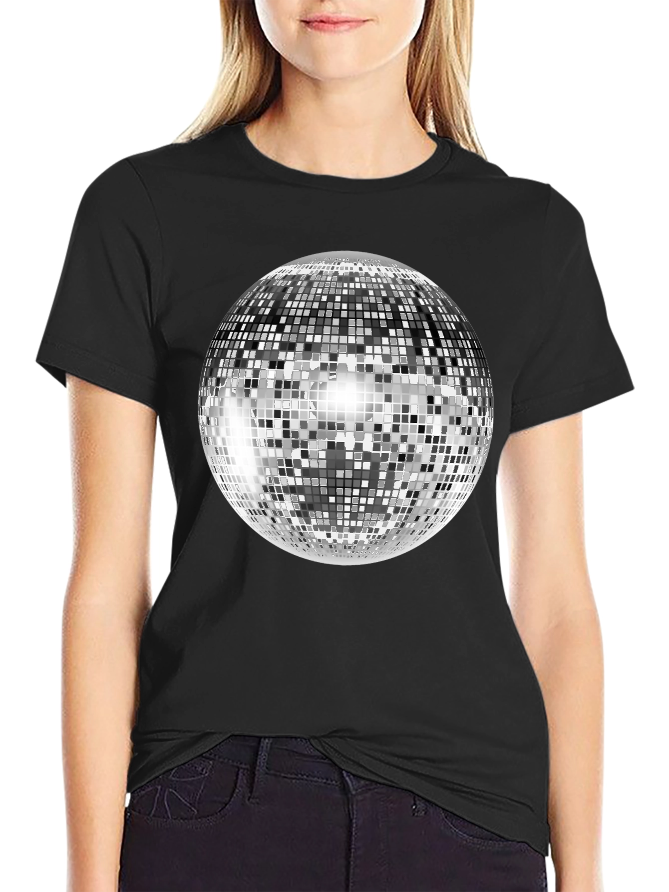 Disco Ball Graphic Tee - Shiny Retro Party Shirt
