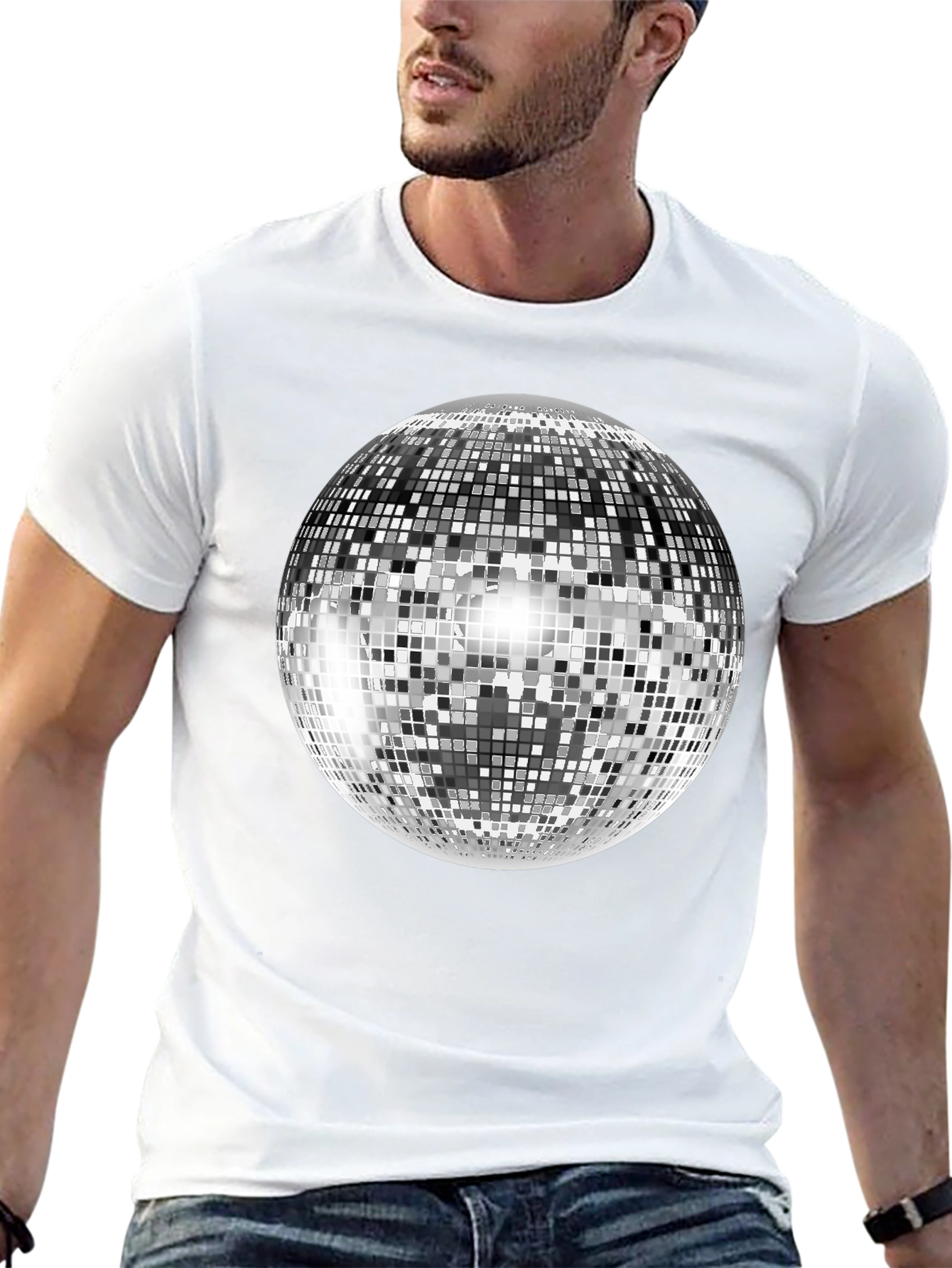 Disco Ball Graphic Tee - Shiny Retro Party Shirt