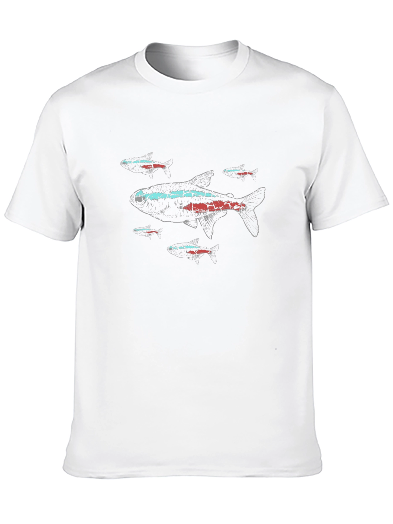 Neon Tetra Fish Graphic Black T-Shirt