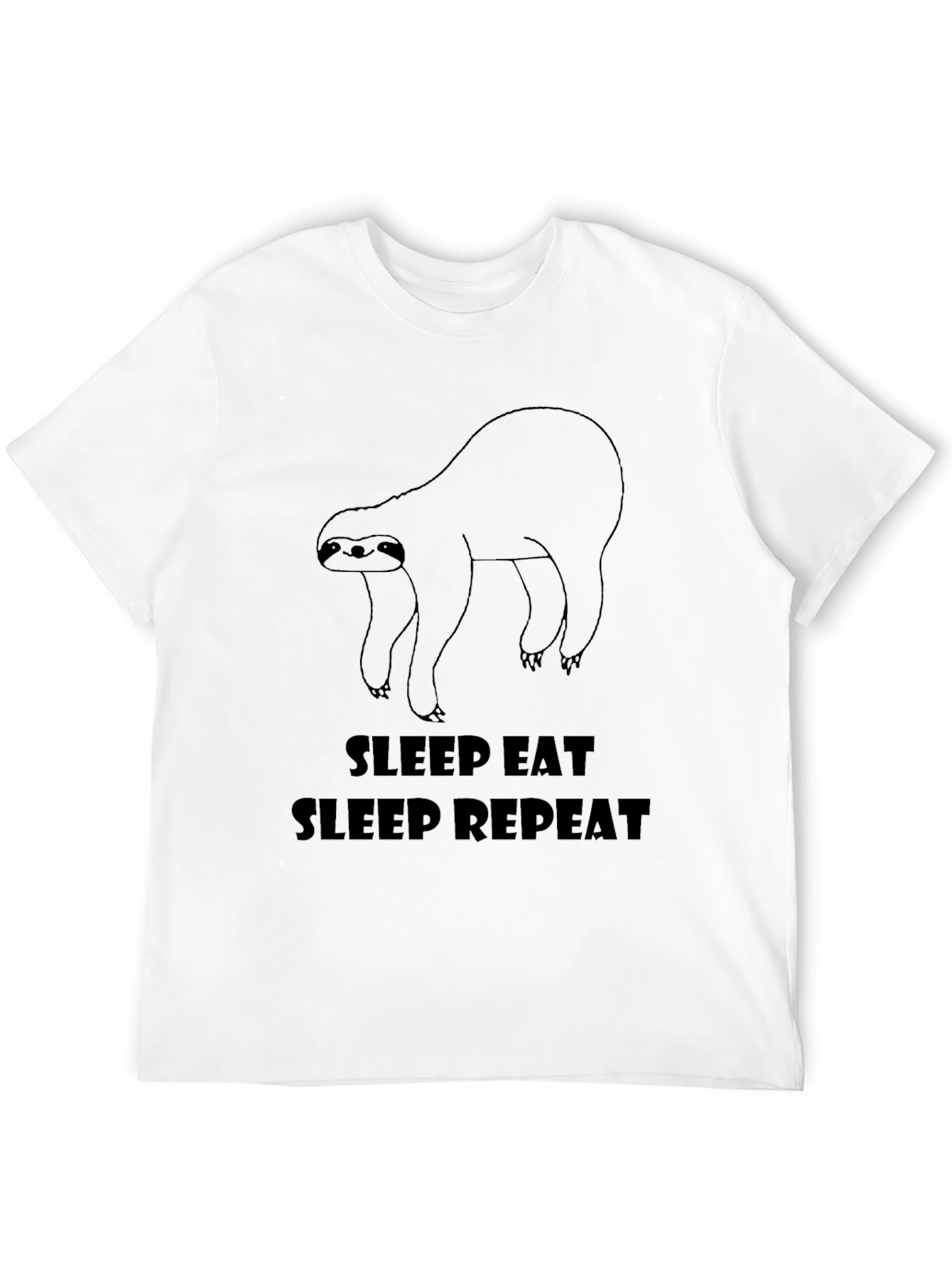 Sleep Eat Repeat Sloth Graphic Tee - Black