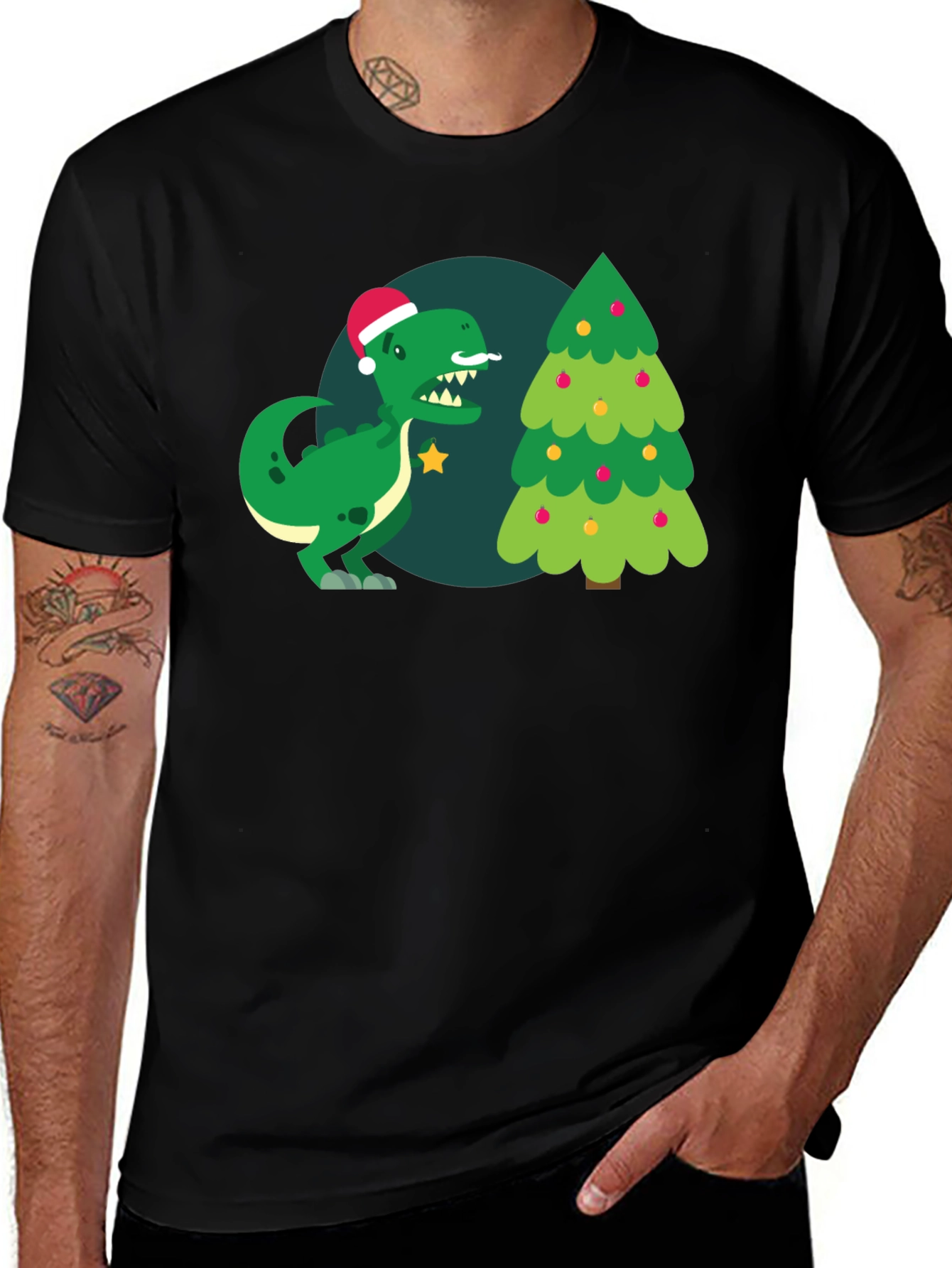 Christmas Dinosaur Graphic T-Shirt
