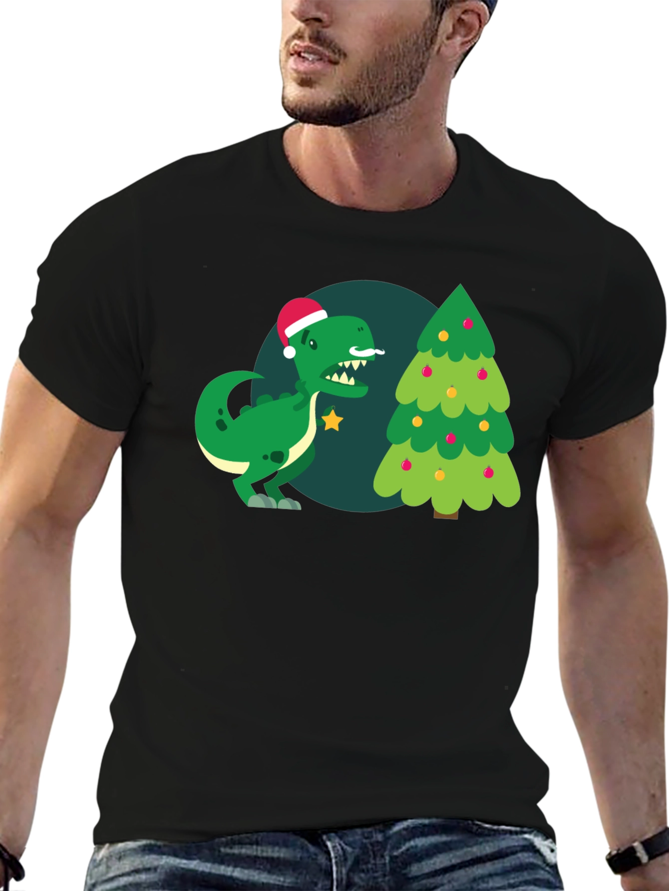 Christmas Dinosaur Graphic T-Shirt