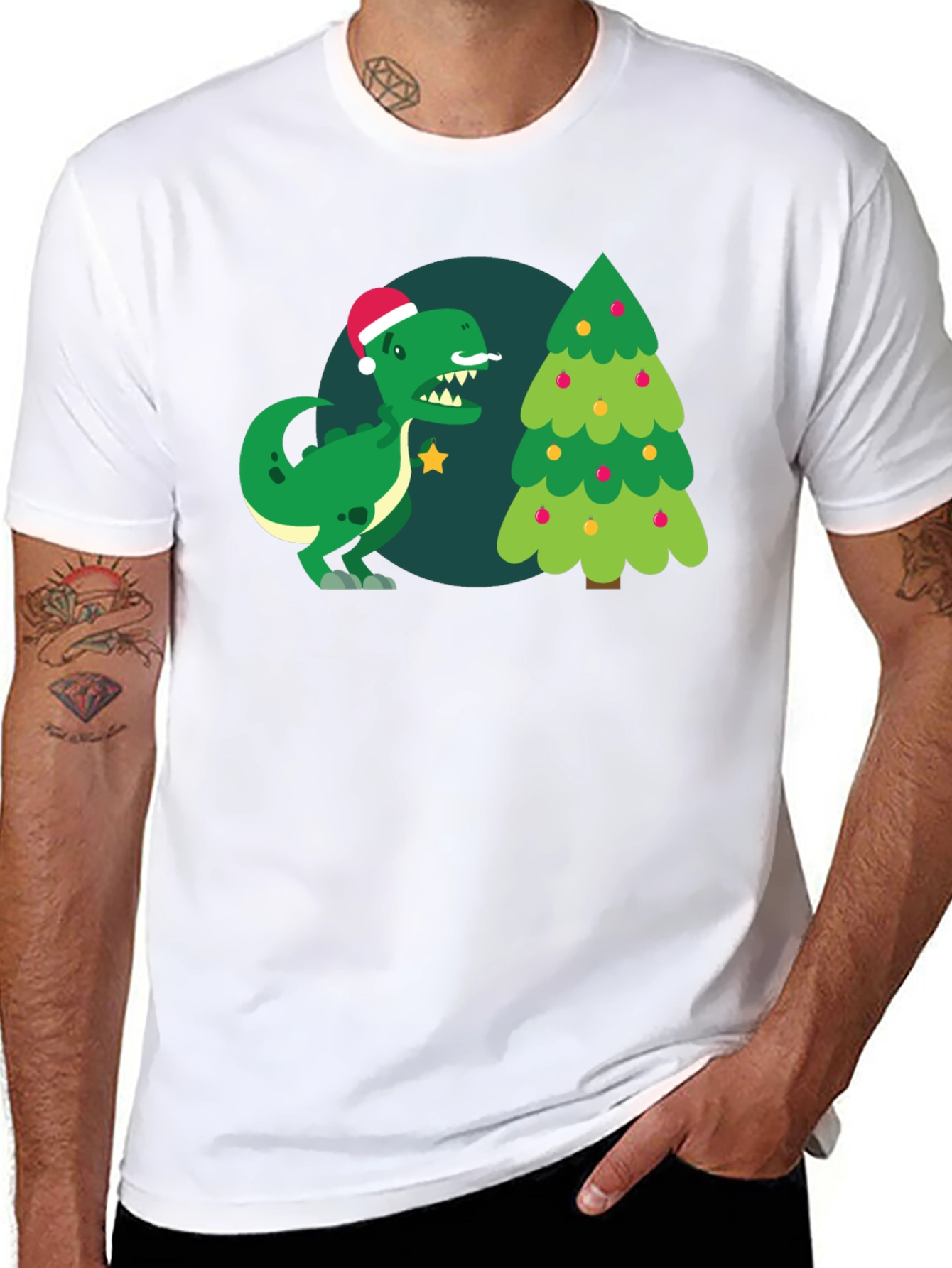 Christmas Dinosaur Graphic T-Shirt