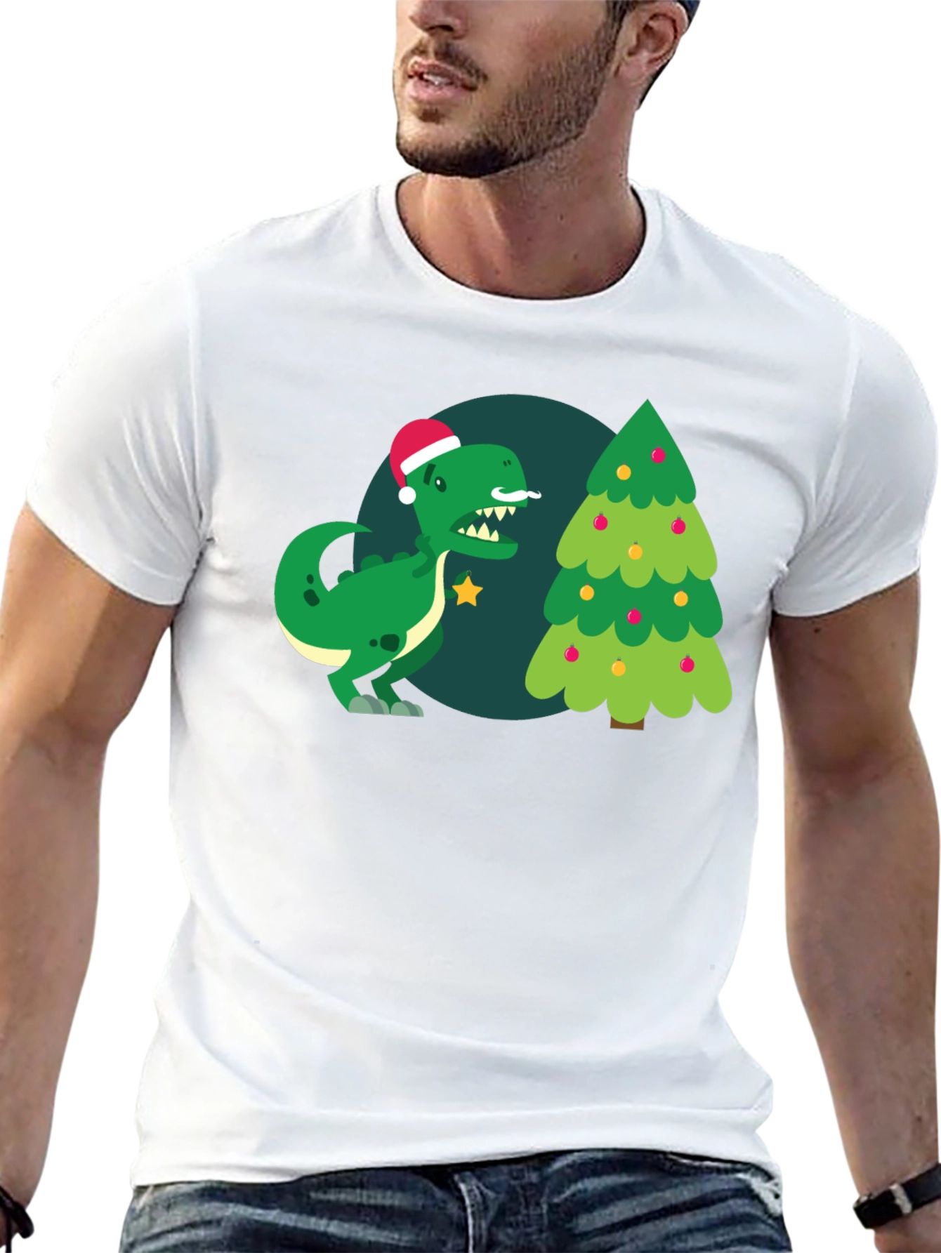 Christmas Dinosaur Graphic T-Shirt