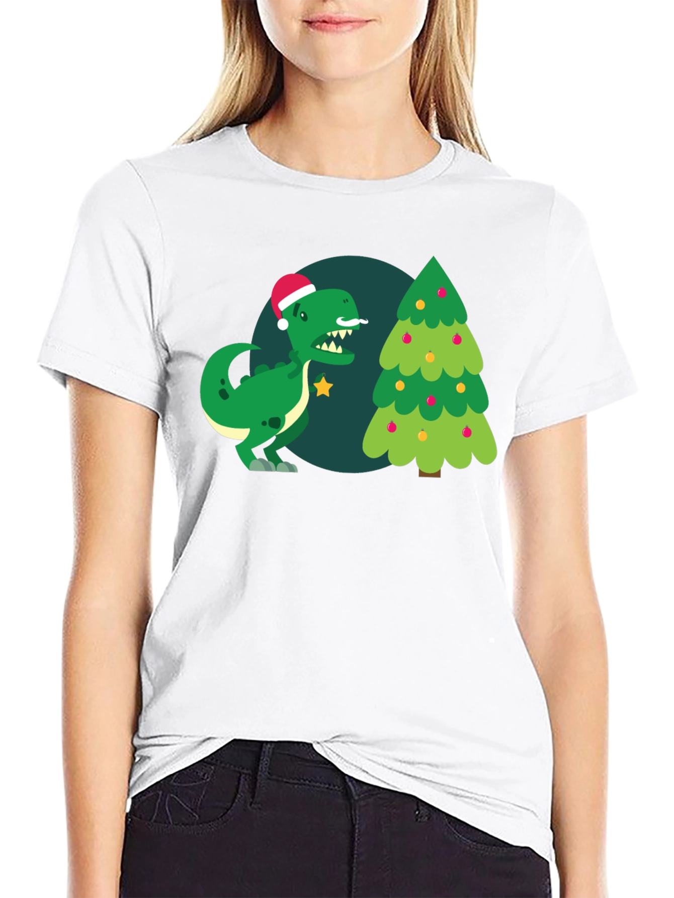 Christmas Dinosaur Graphic T-Shirt