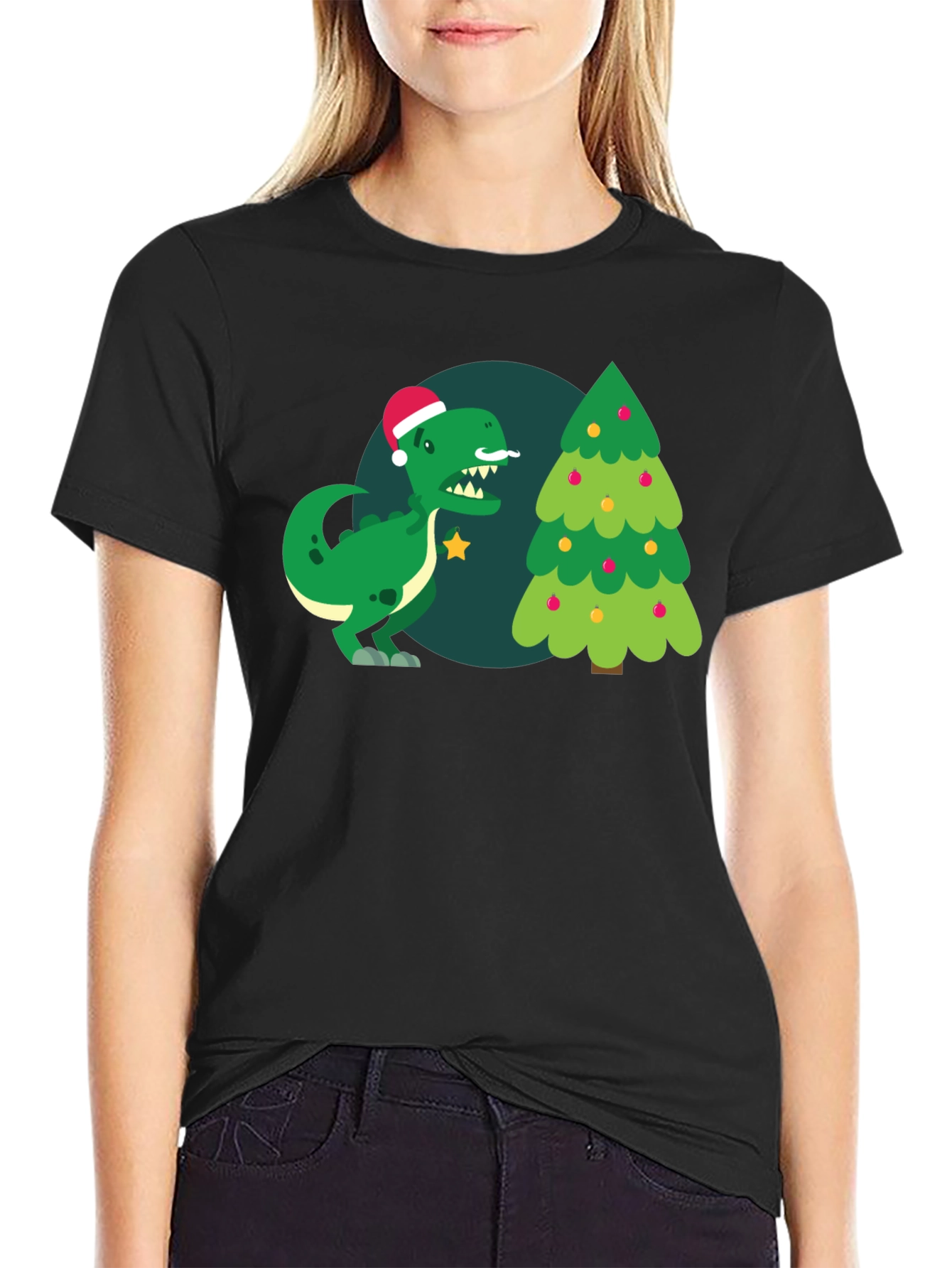 Christmas Dinosaur Graphic T-Shirt
