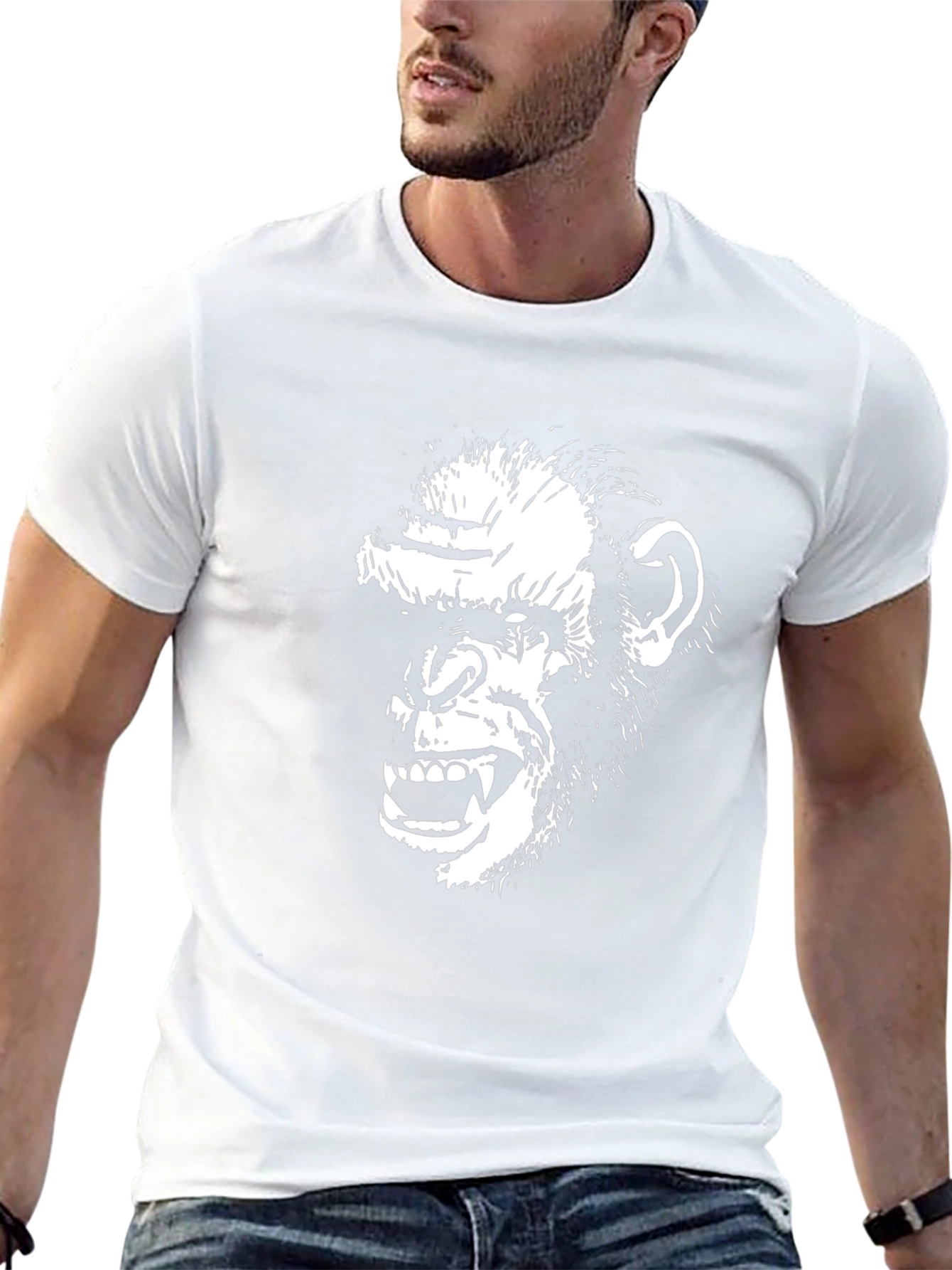 Ape Face Graphic Tee - Mens Black Cotton T-Shirt
