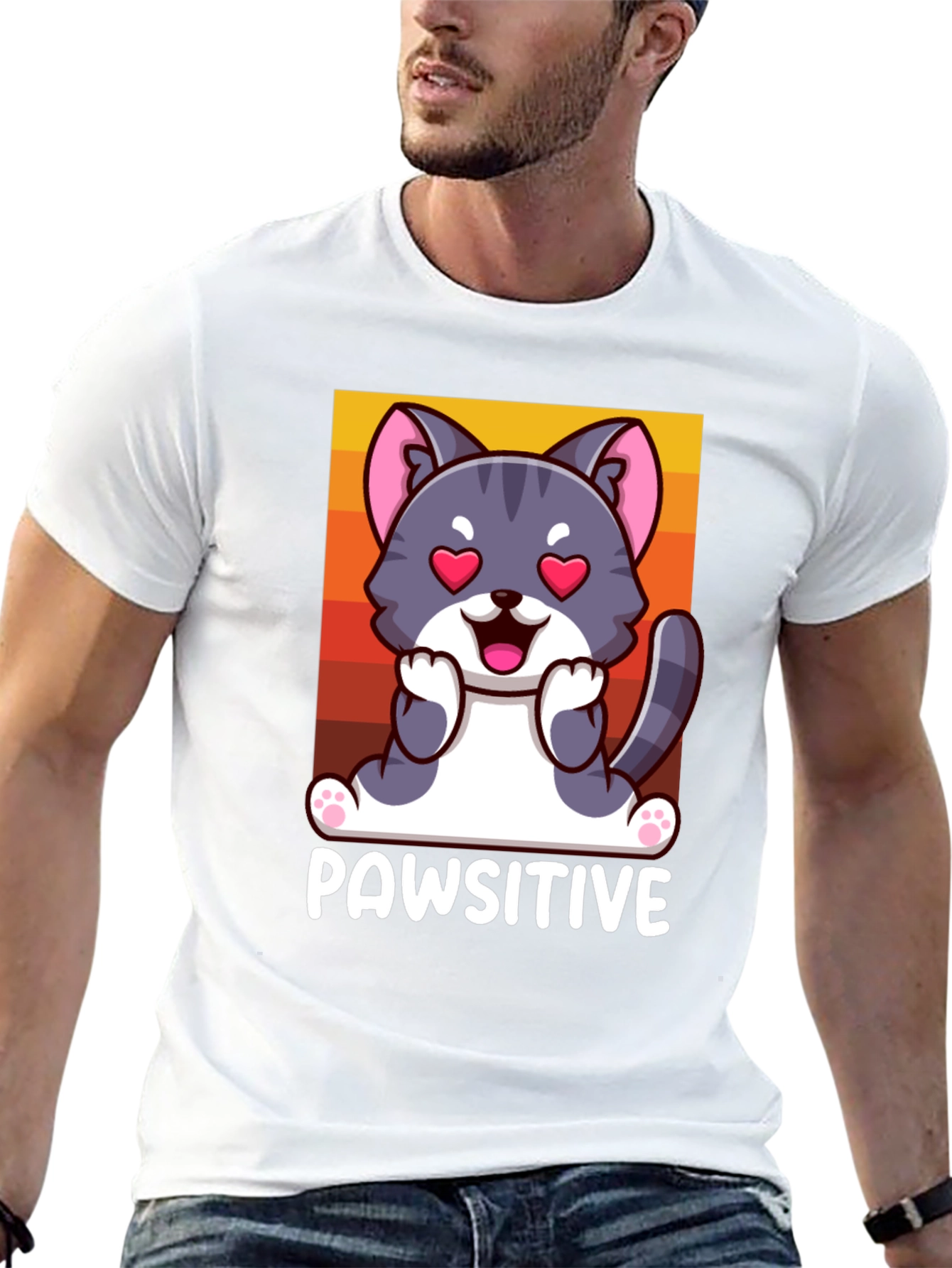 Pawsitive Cat Graphic Tee - Cute & Comfy