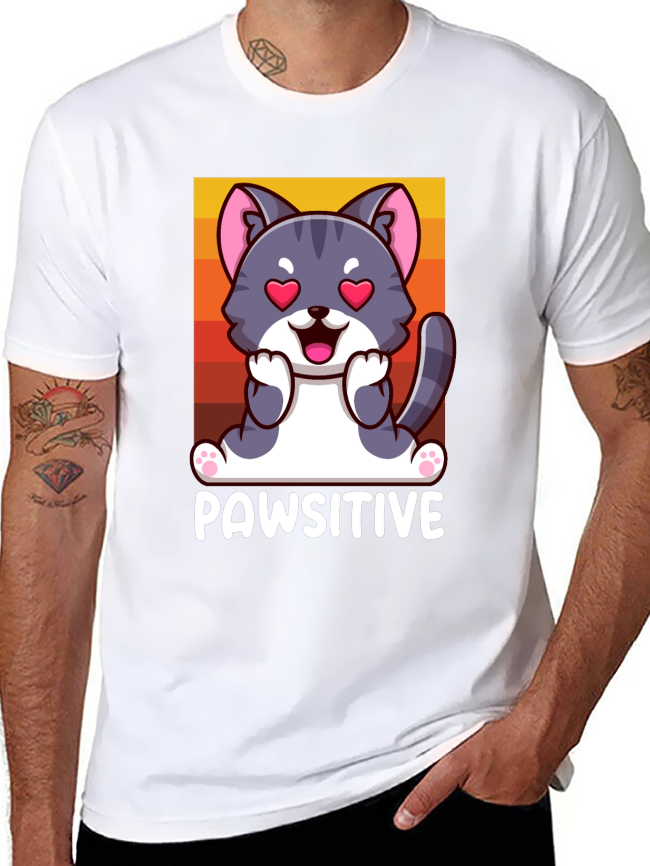 Pawsitive Cat Graphic Tee - Cute & Comfy