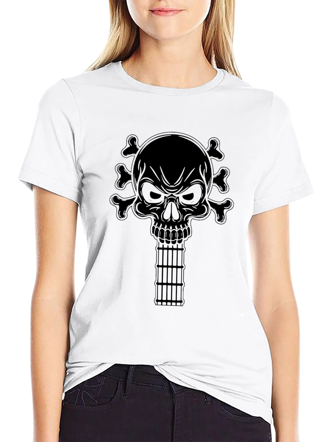 Skull & Crossbones Guitar Black Graphic Tee