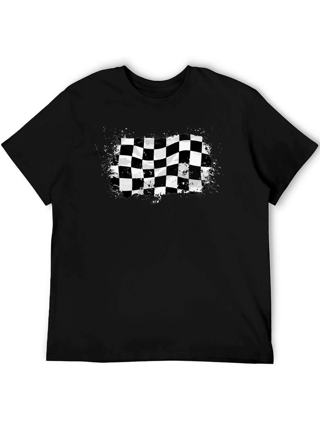 Checkered Flag Graphic Tee - Black