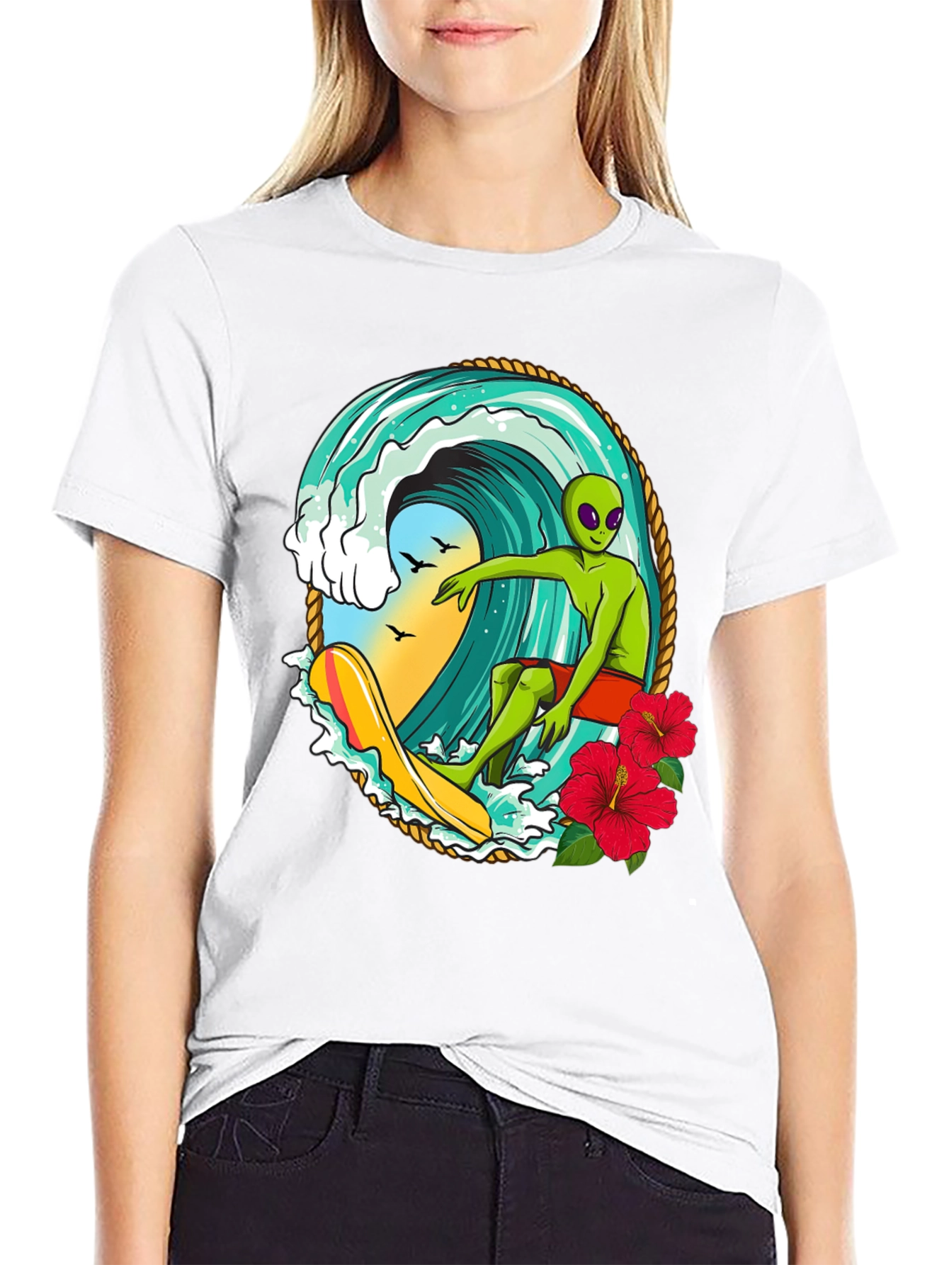 Alien Surfing Wave T-Shirt