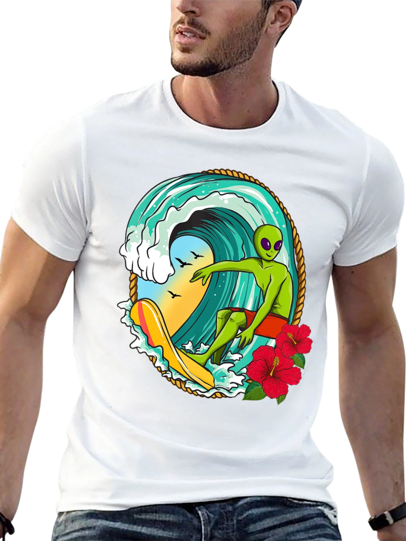 Alien Surfing Wave T-Shirt