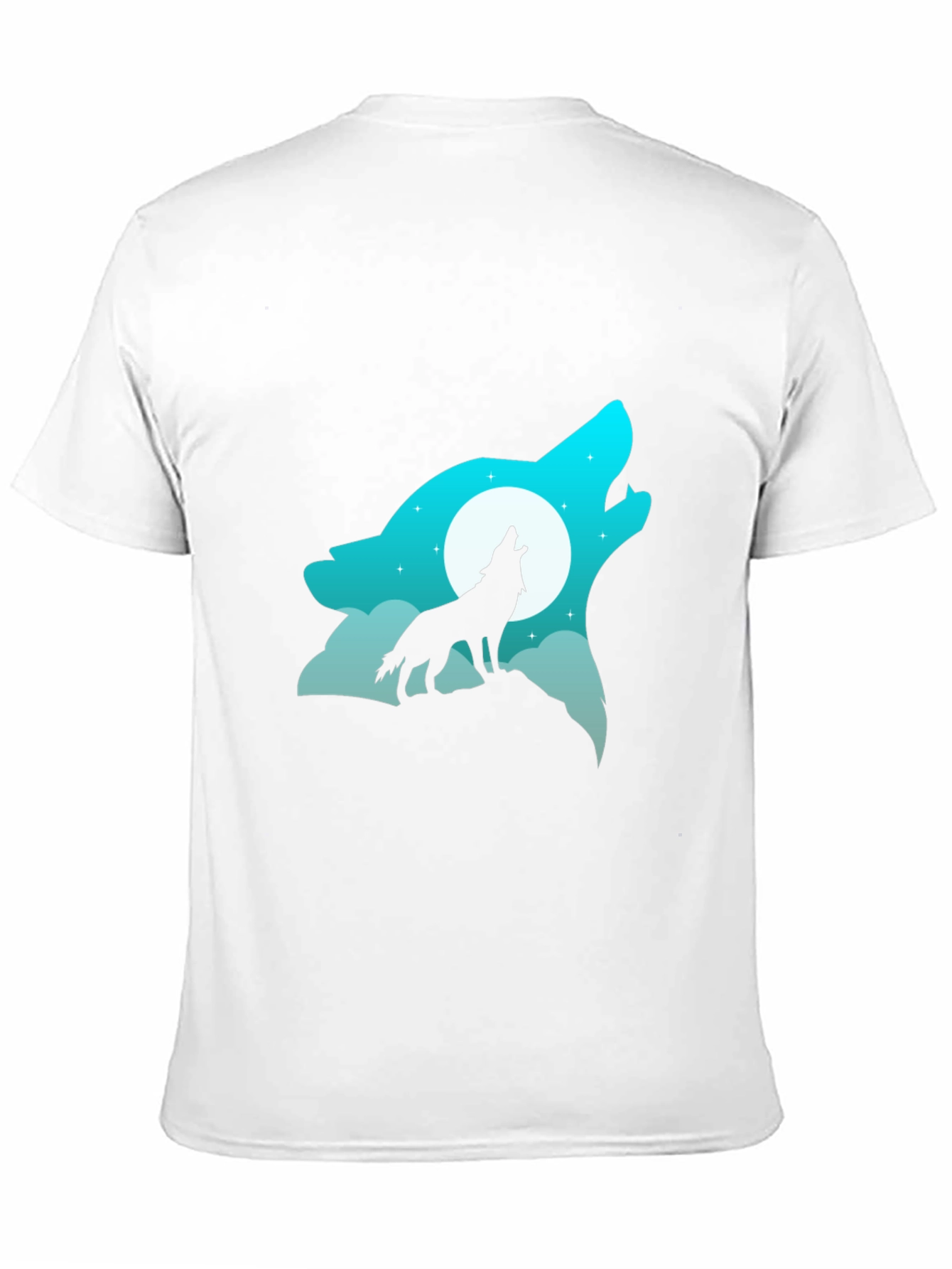 Wolf Howling at Moon Graphic Tee - Black Cotton